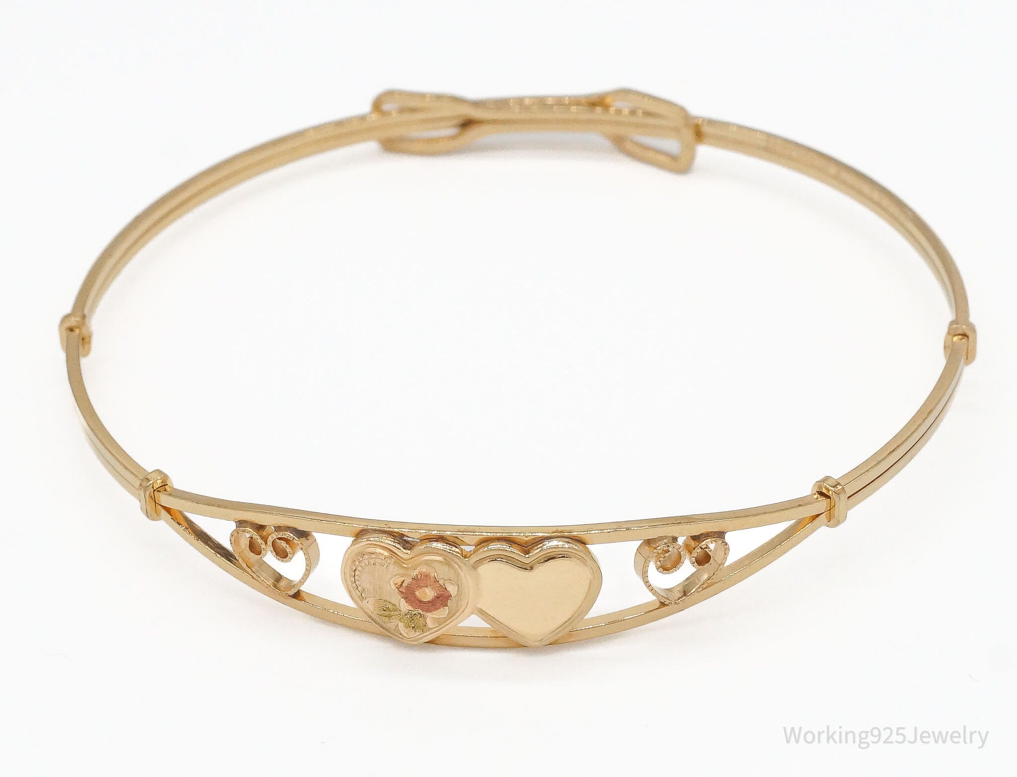 Vintage Kiddie Kraft 14K Gold Filled Linked Hearts Bracelet