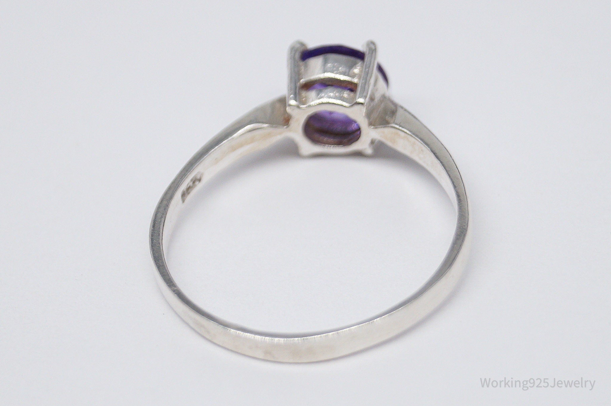 Vintage Purple Amethyst Sterling Silver Ring - Size 9.75