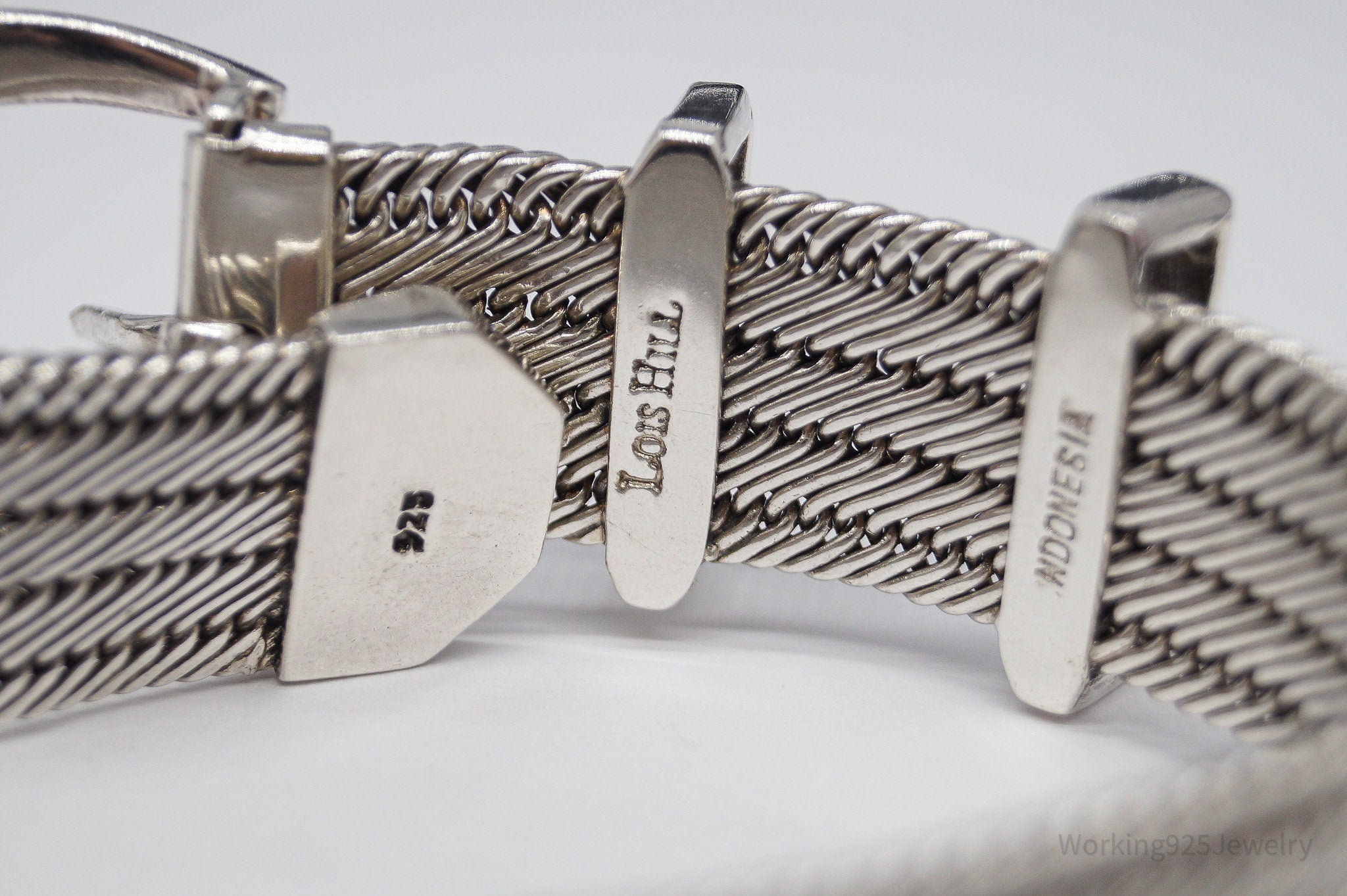 Vintage Designer Lois Hill Buckle Sterling Silver Bracelet - 6 3/8"