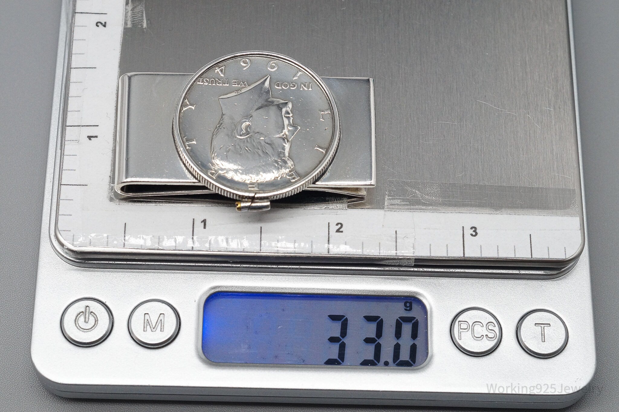 Vintage 1964 Silver Kennedy Half Dollar Coin ORB Sterling Silver Money Clip