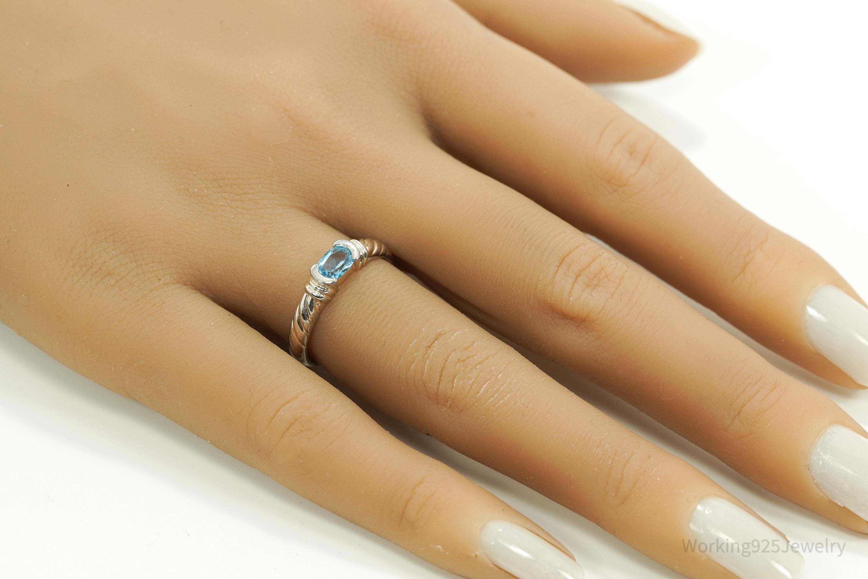 Vintage Blue Topaz Sterling Silver Ring - Size 7.25