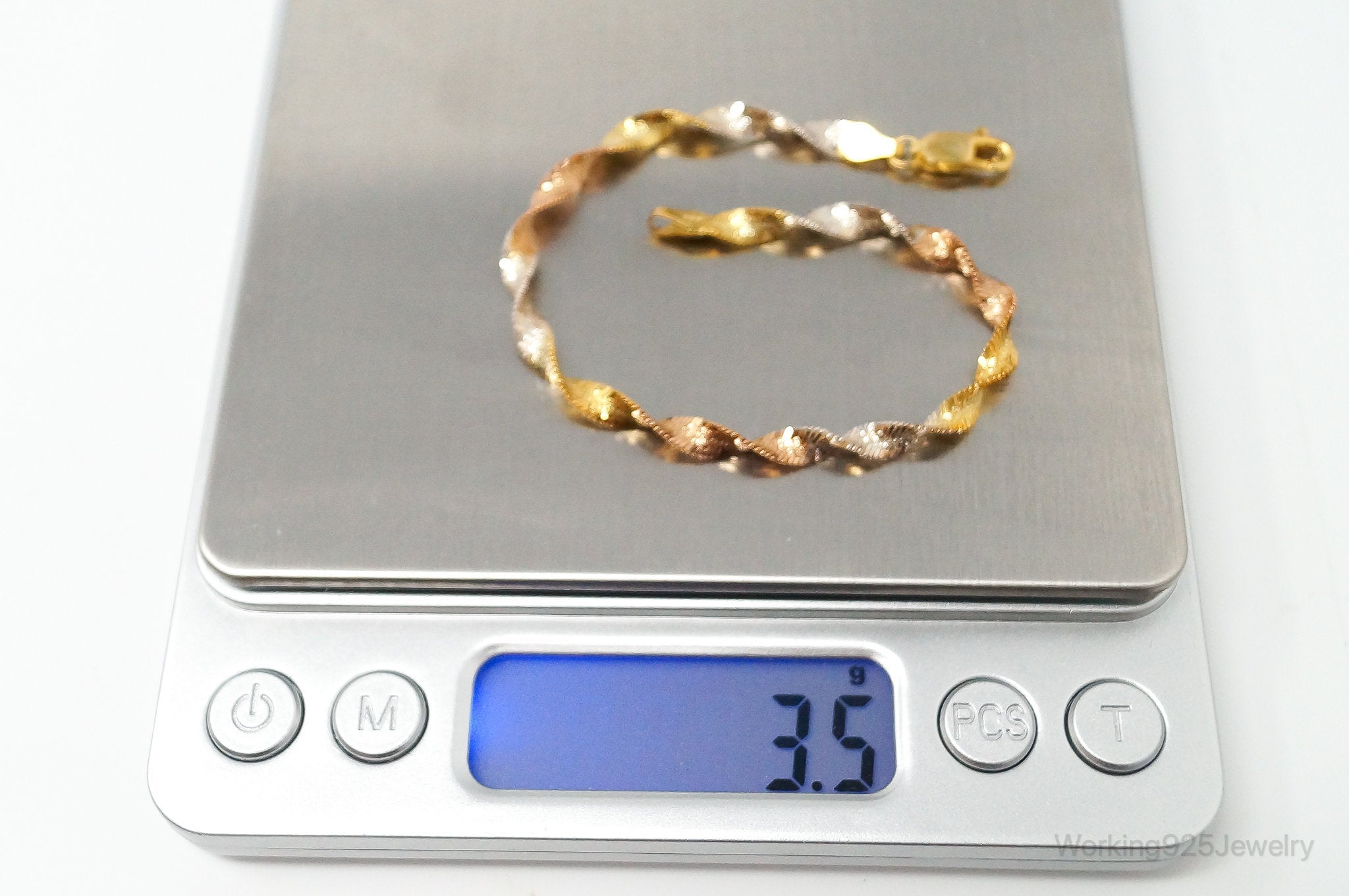 VTG Italian Designer Gold Vermeil High Fashion Sterling Silver Bracelet