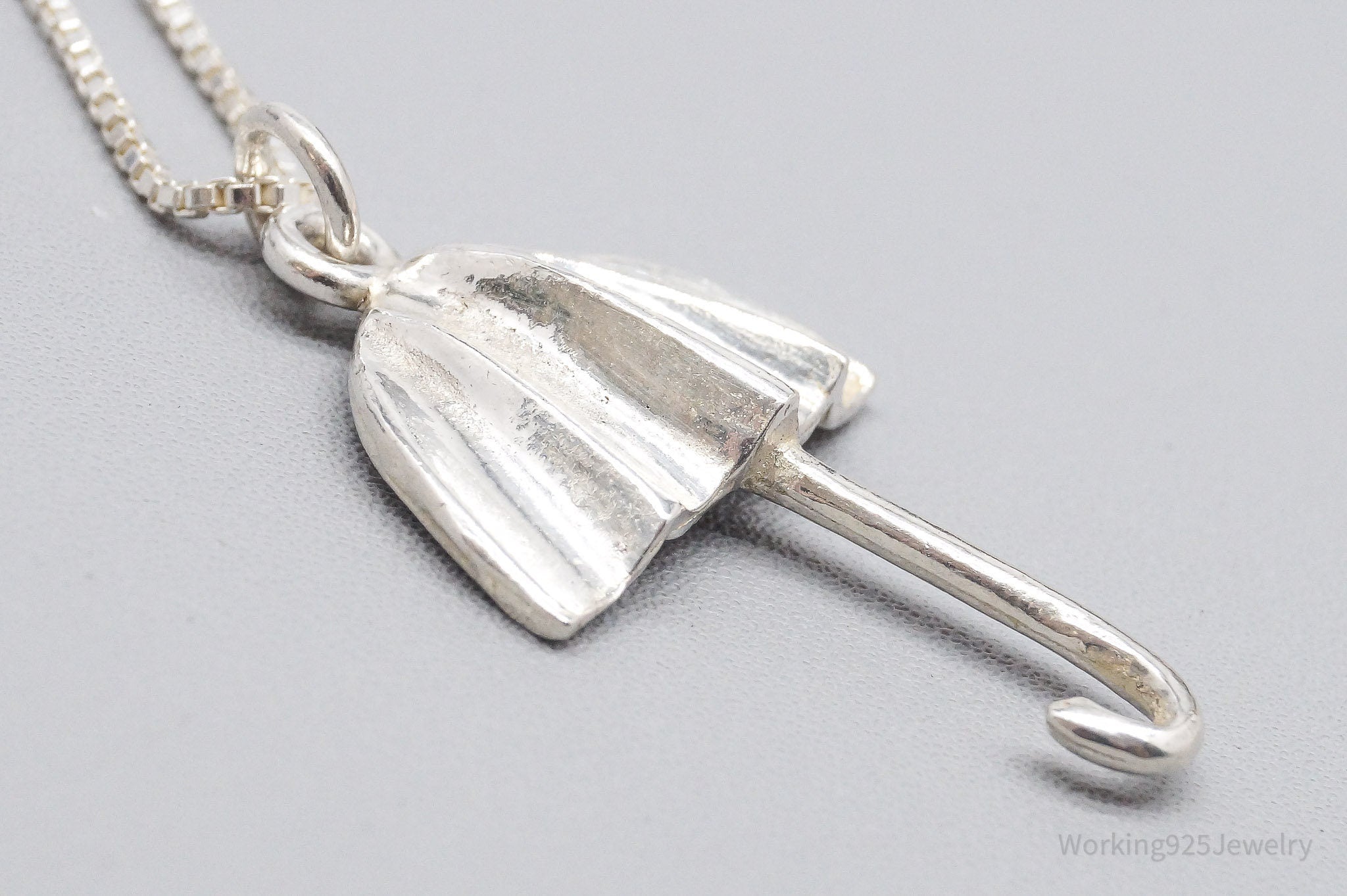 Vintage Handmade Modernist Umbrella Sterling Silver Necklace 18"