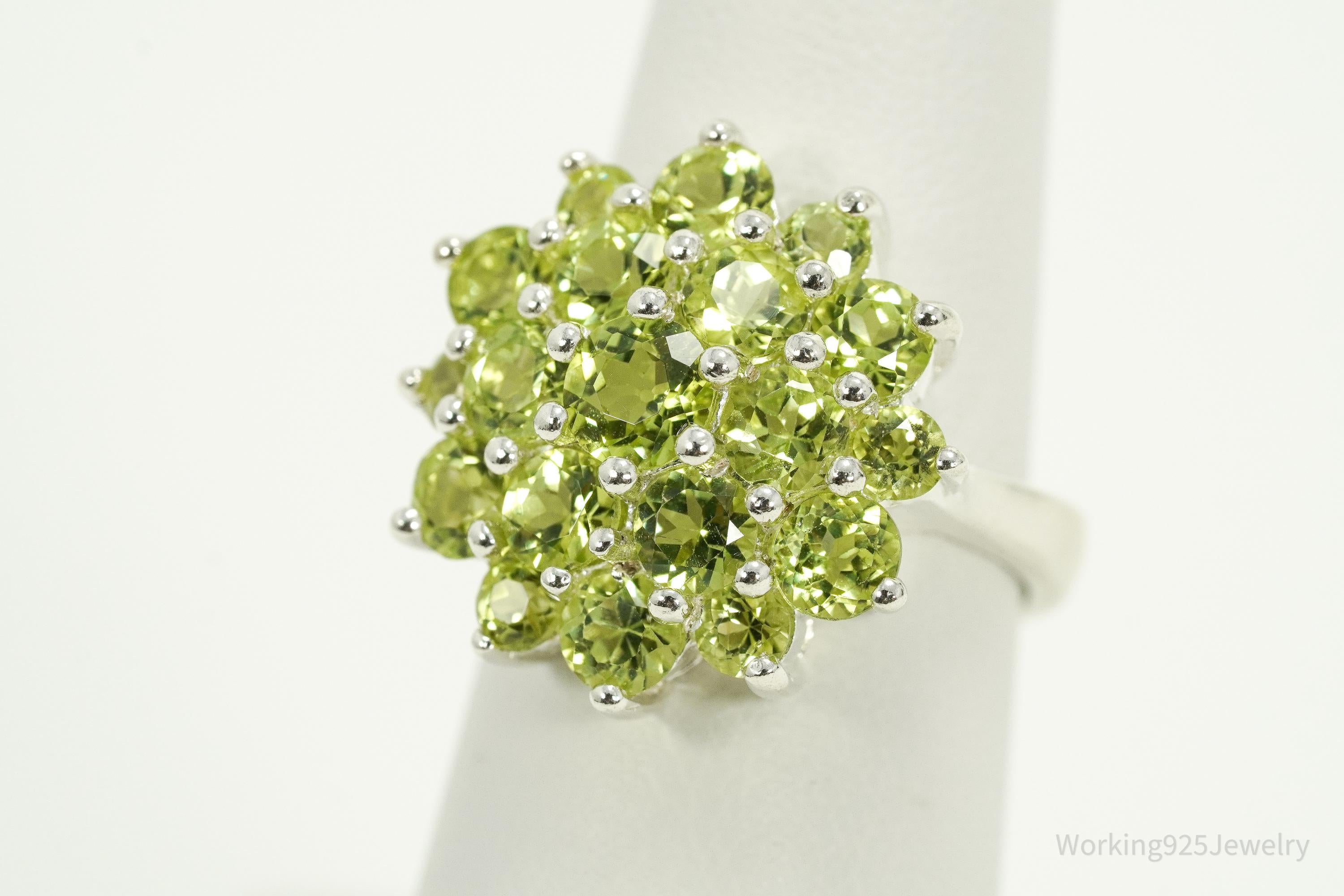 Vintage Green Peridot Sterling Silver Ring - Size 7