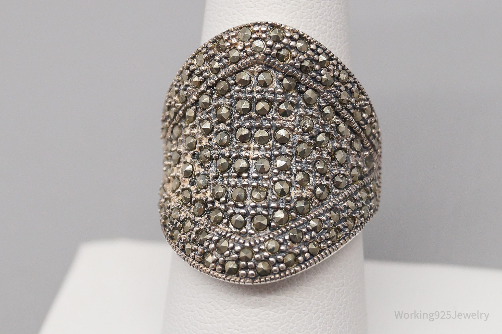 Vintage Marcasite Sterling Silver Ring - Size 8