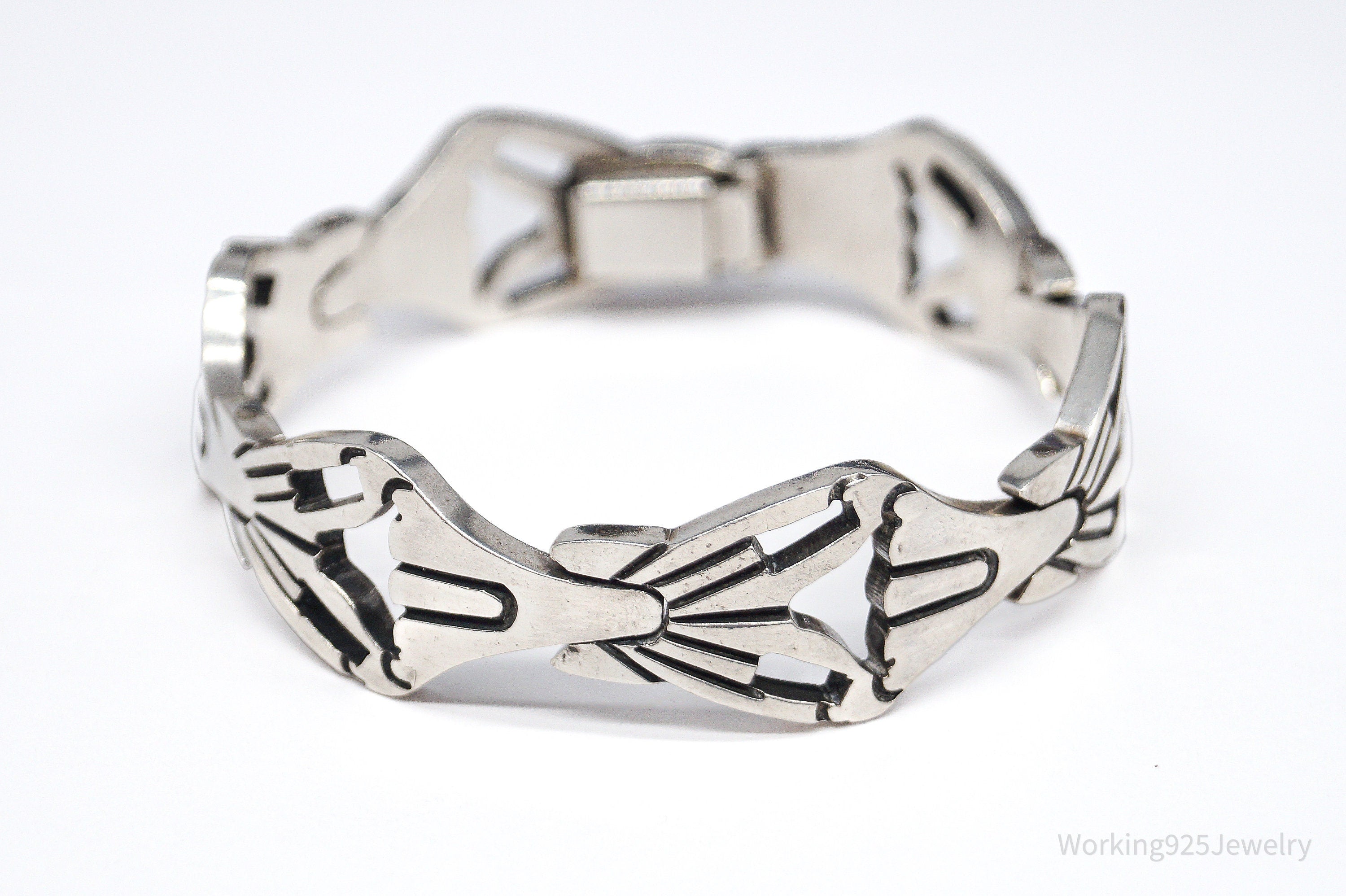 Vintage Mexico Modernist Sterling Silver Bracelet - 6.75"