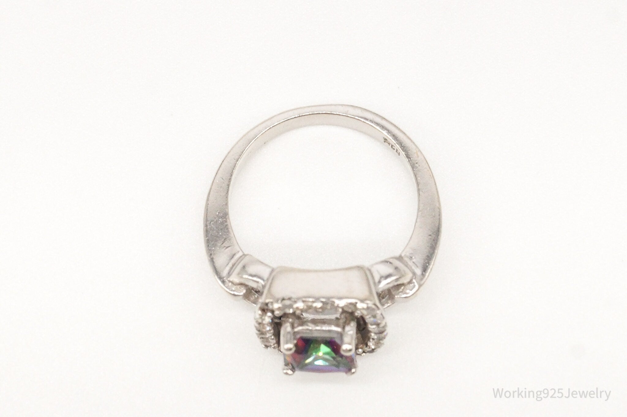 Vintage Mystic Topaz Cubic Zirconia Sterling Silver Ring - Size 6