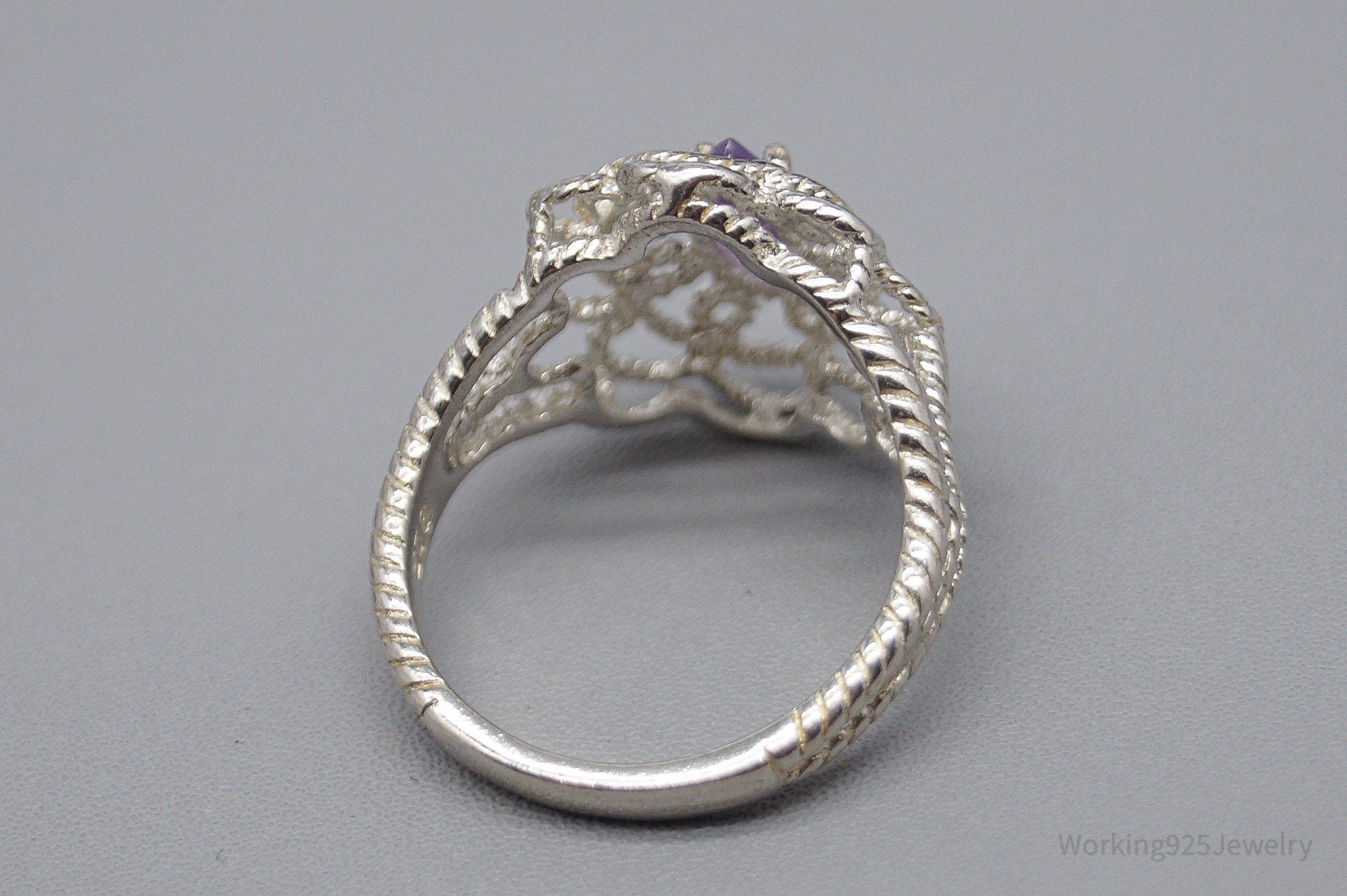 Vintage Amethyst Sterling Silver Ring - Size 7