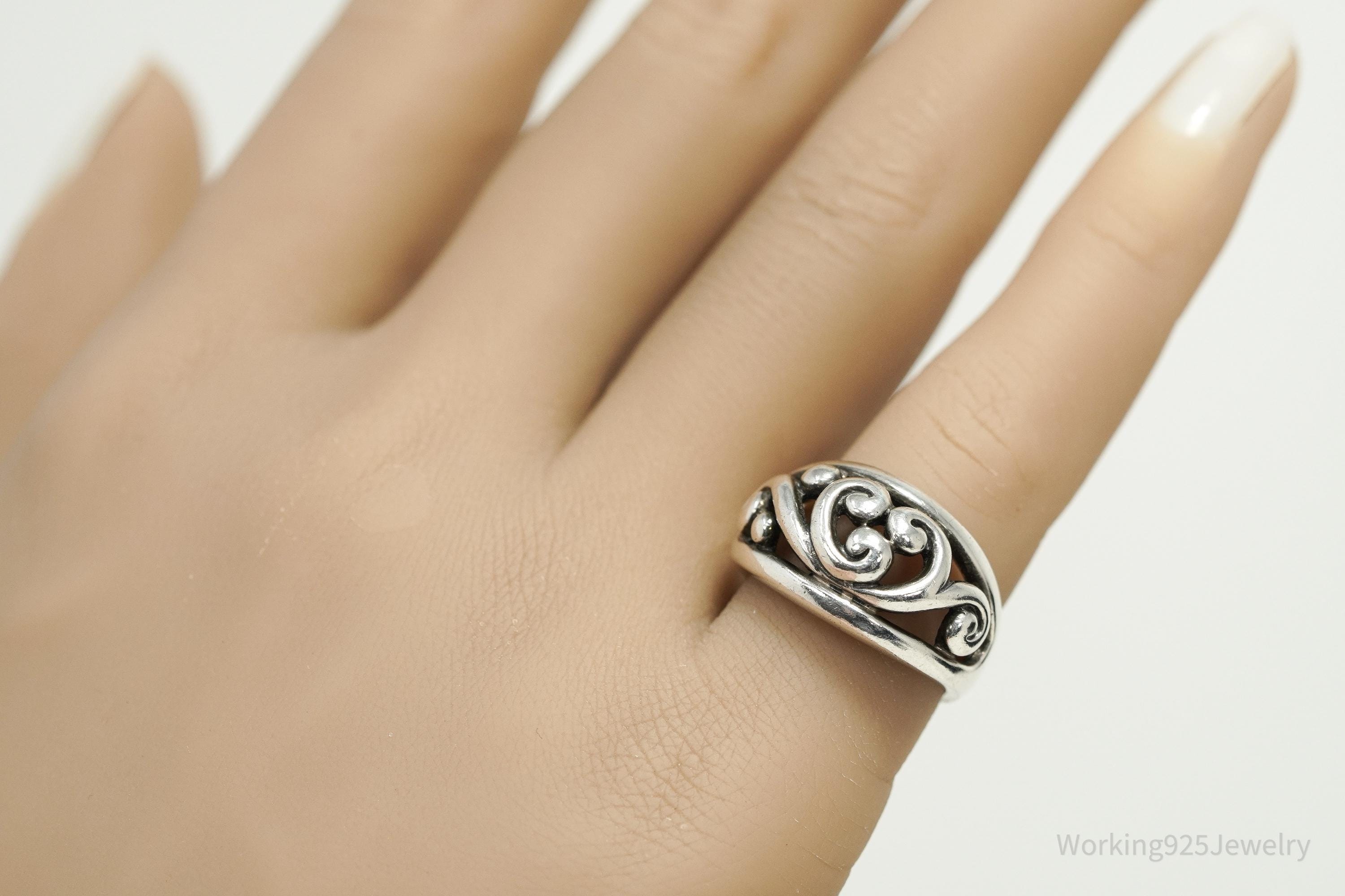 Vintage Scrolls & Swirls Sterling Silver Ring - Size 6