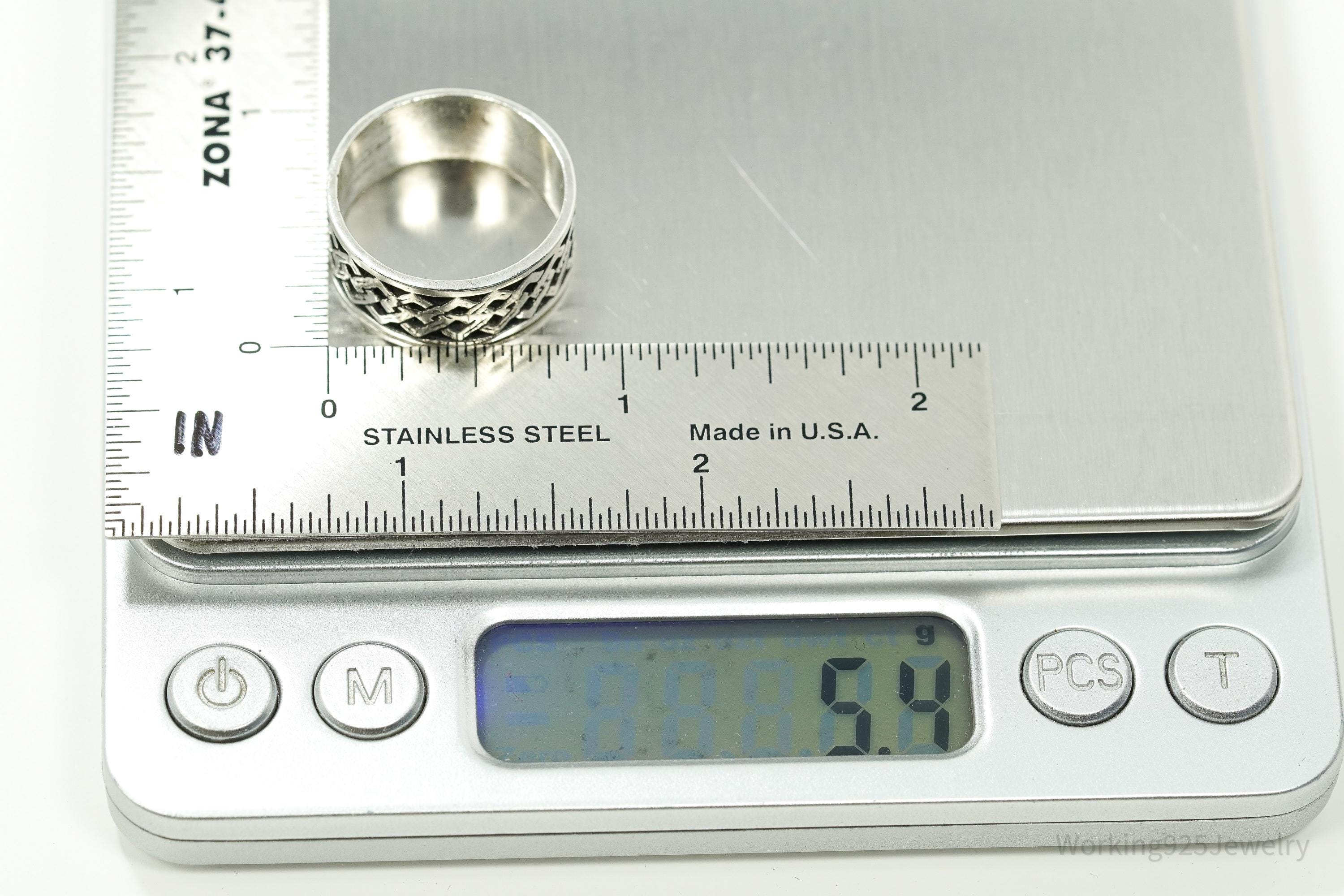 Vintage Celtic Knot Design Sterling Silver Band Ring - Size 9.5