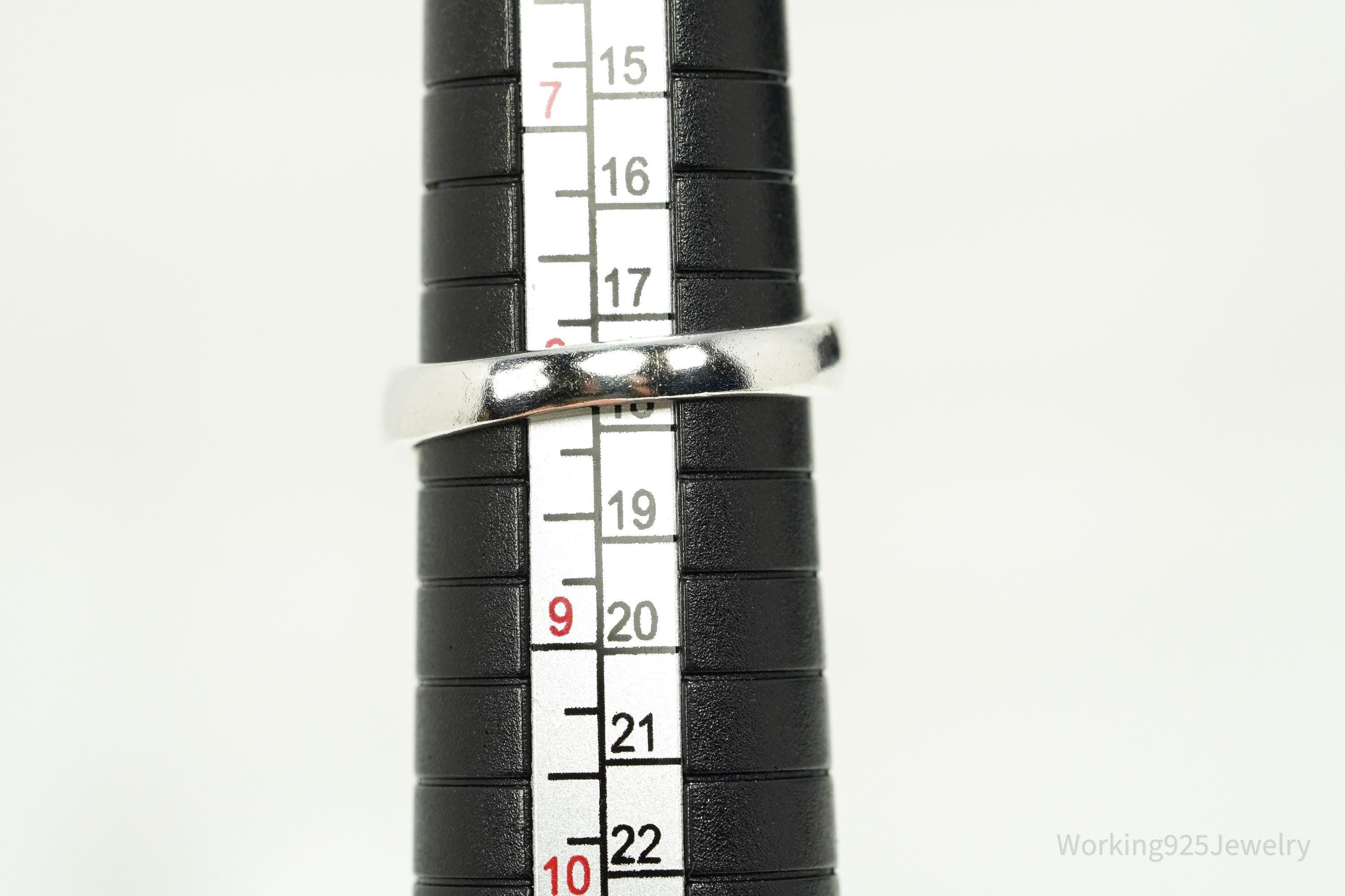 Vintage Cubic Zirconia & Opal Inlay Sterling Silver Ring - Size 8