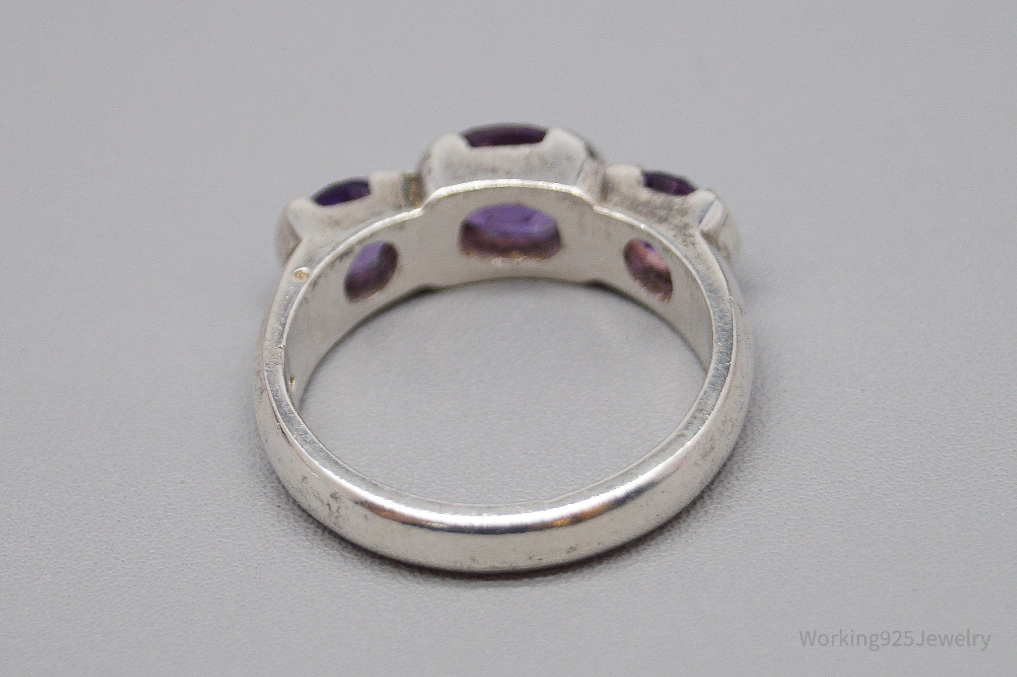 Vintage Amethyst Sterling Silver Ring - Size 7.5