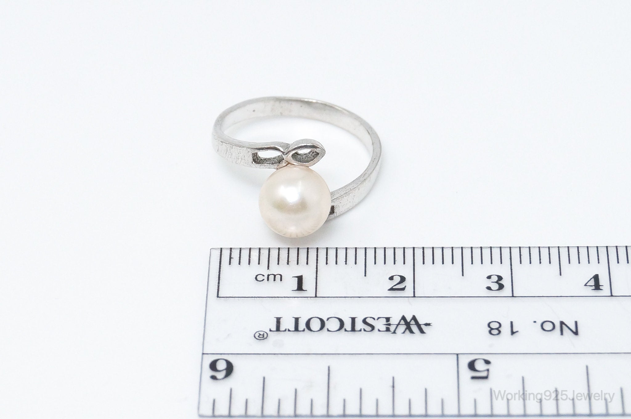 Vintage Pearl Sterling Silver Ring - Size 5.75