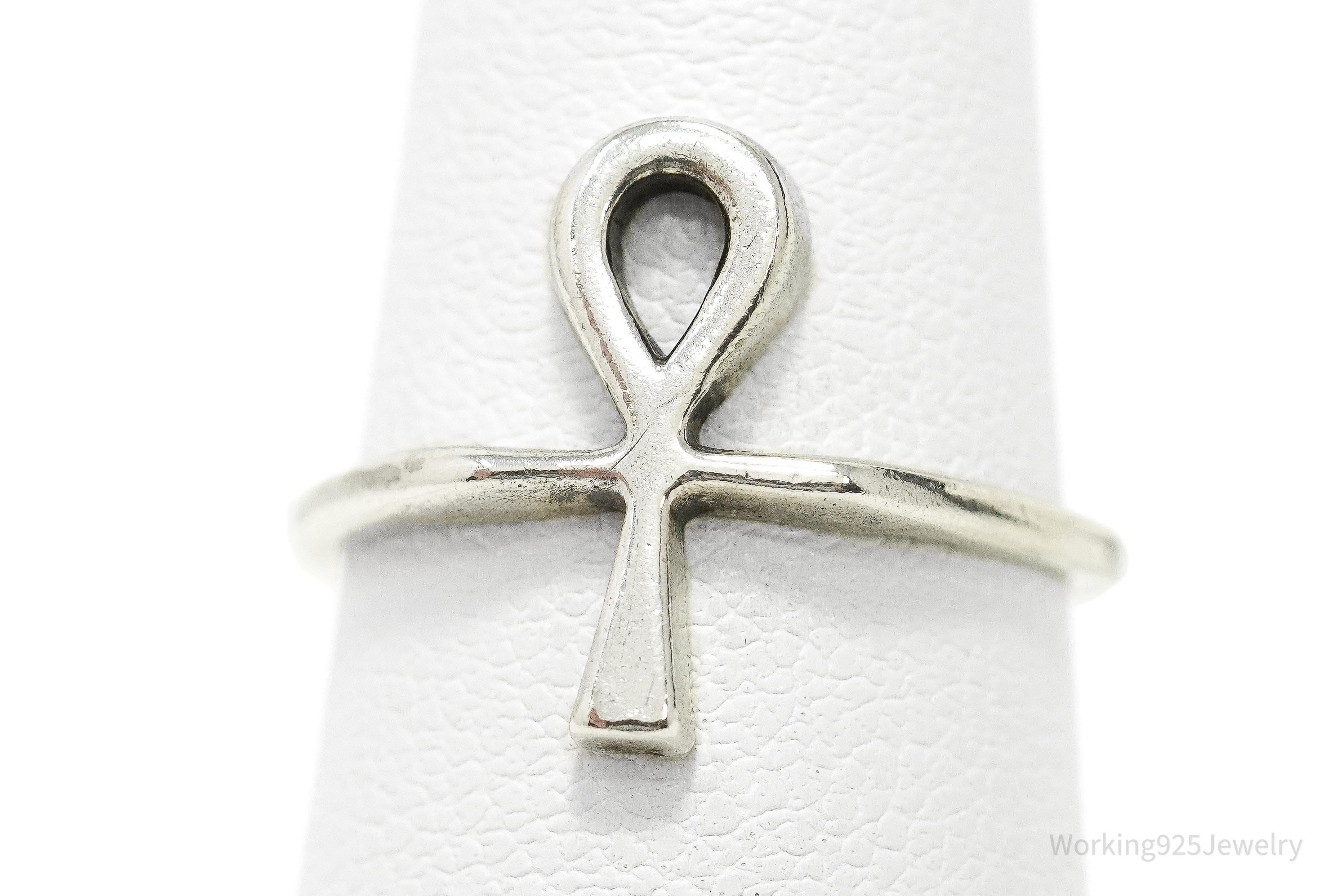 Vintage Espo Sterling Silver Ankh Ring - Size 5