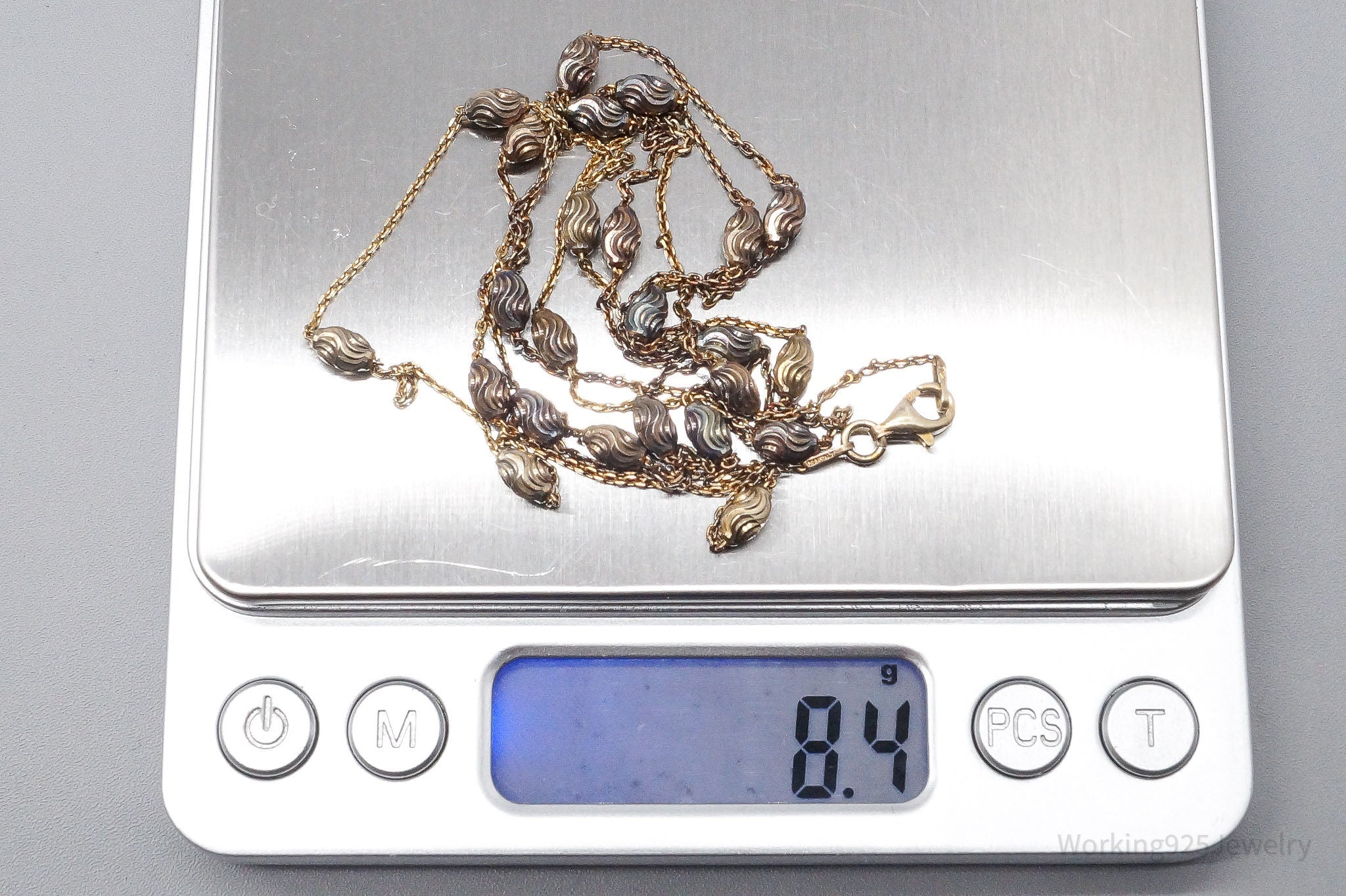 Vintage Italian Long Gold Vermeil Sterling Silver Necklace 36"