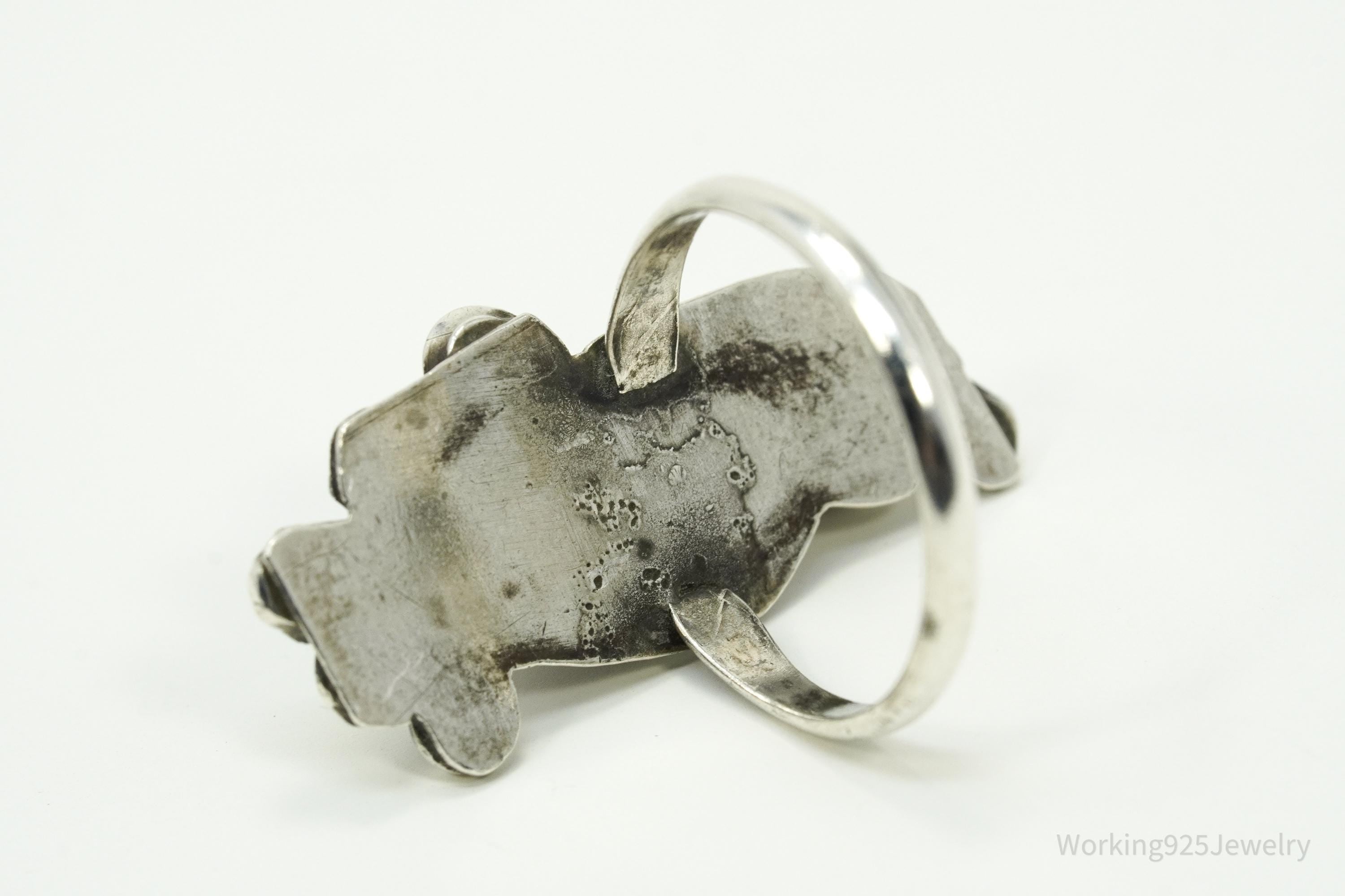 Vintage Native American Turquoise Unsigned Silver Ring - Size 6