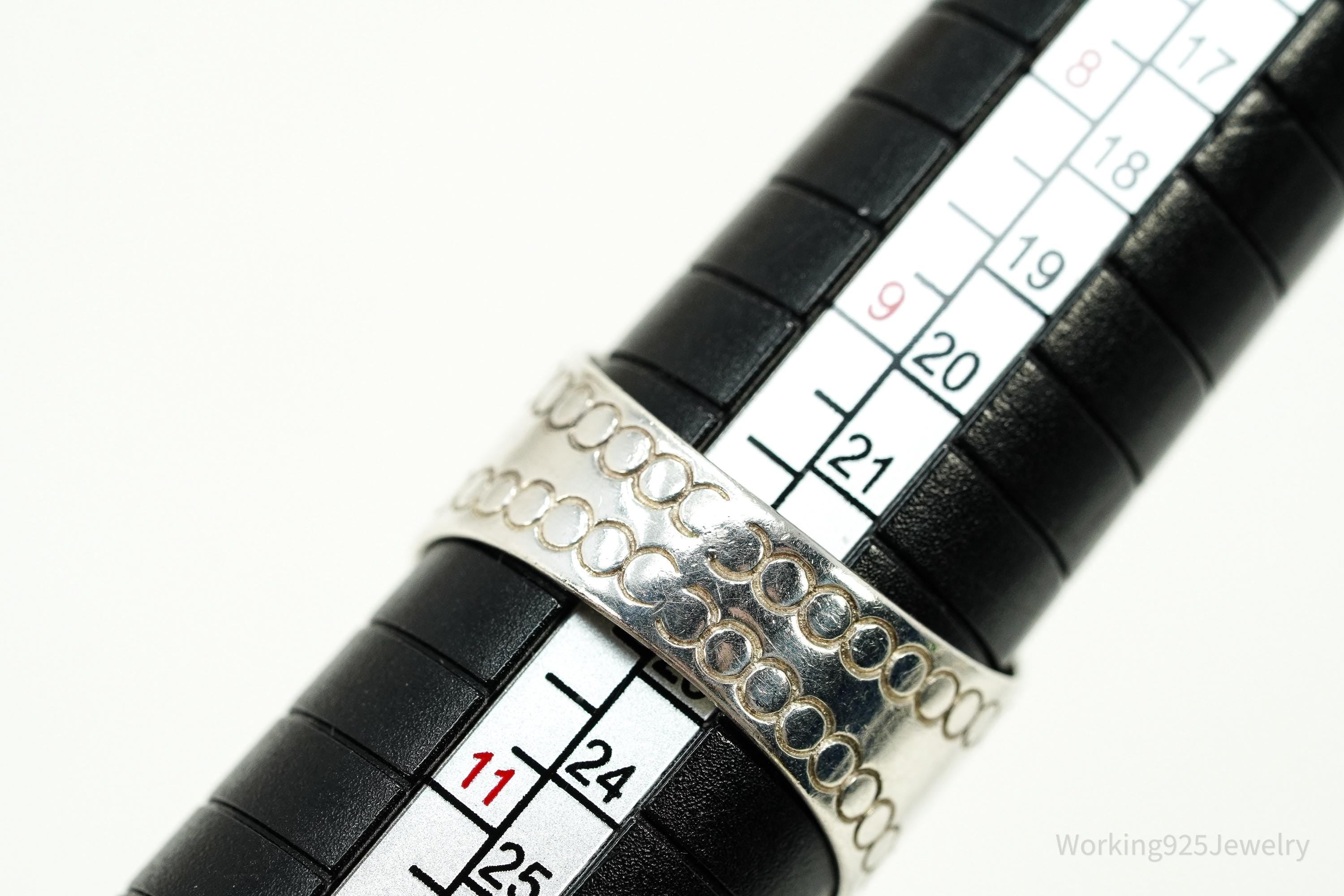 Vintage JAY KING Rhodonite & Mother Of Pearl Inlay Sterling Silver Ring - Size 10.25