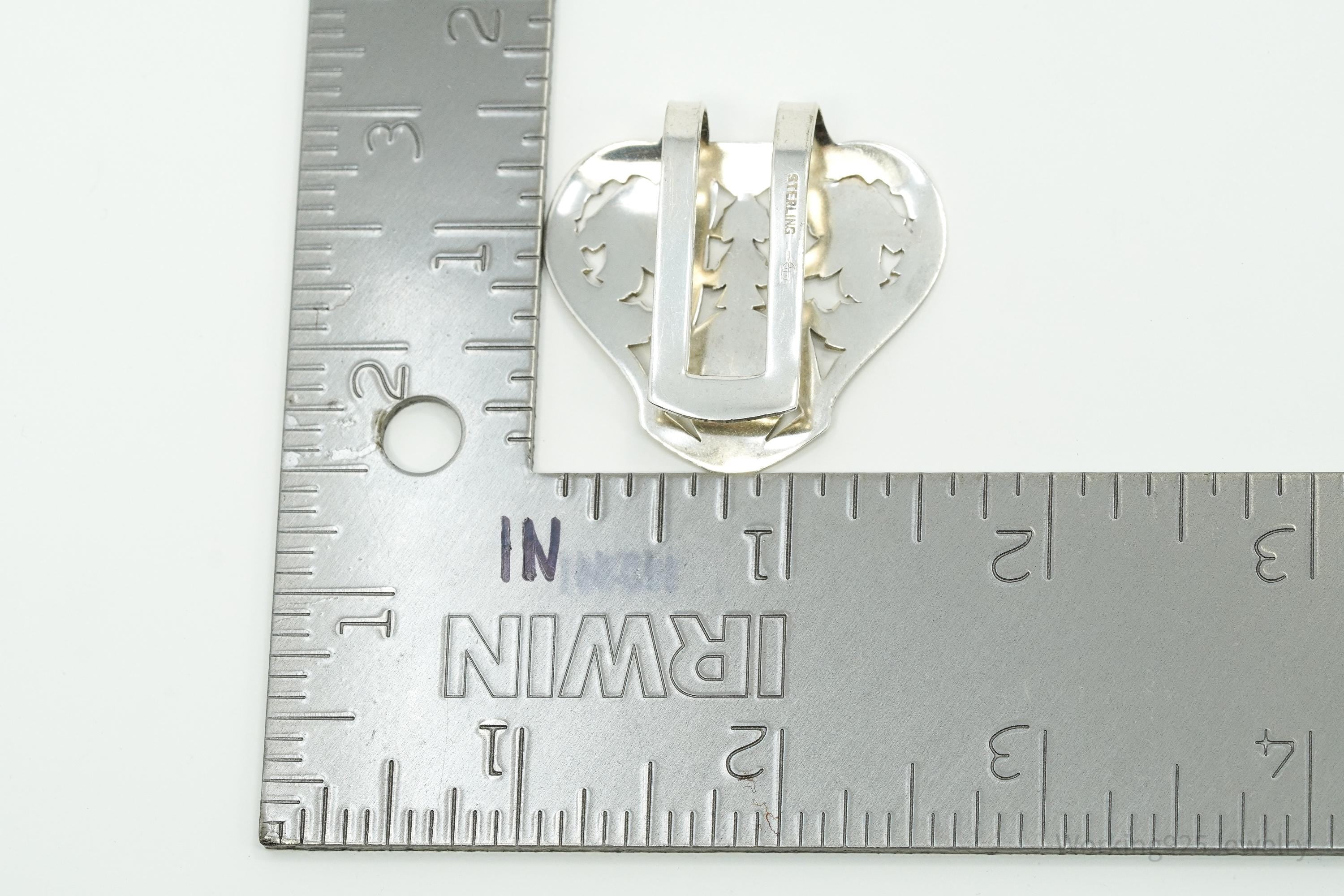 Antique Designer Webster Initial Sterling Silver Napkin Money Clip