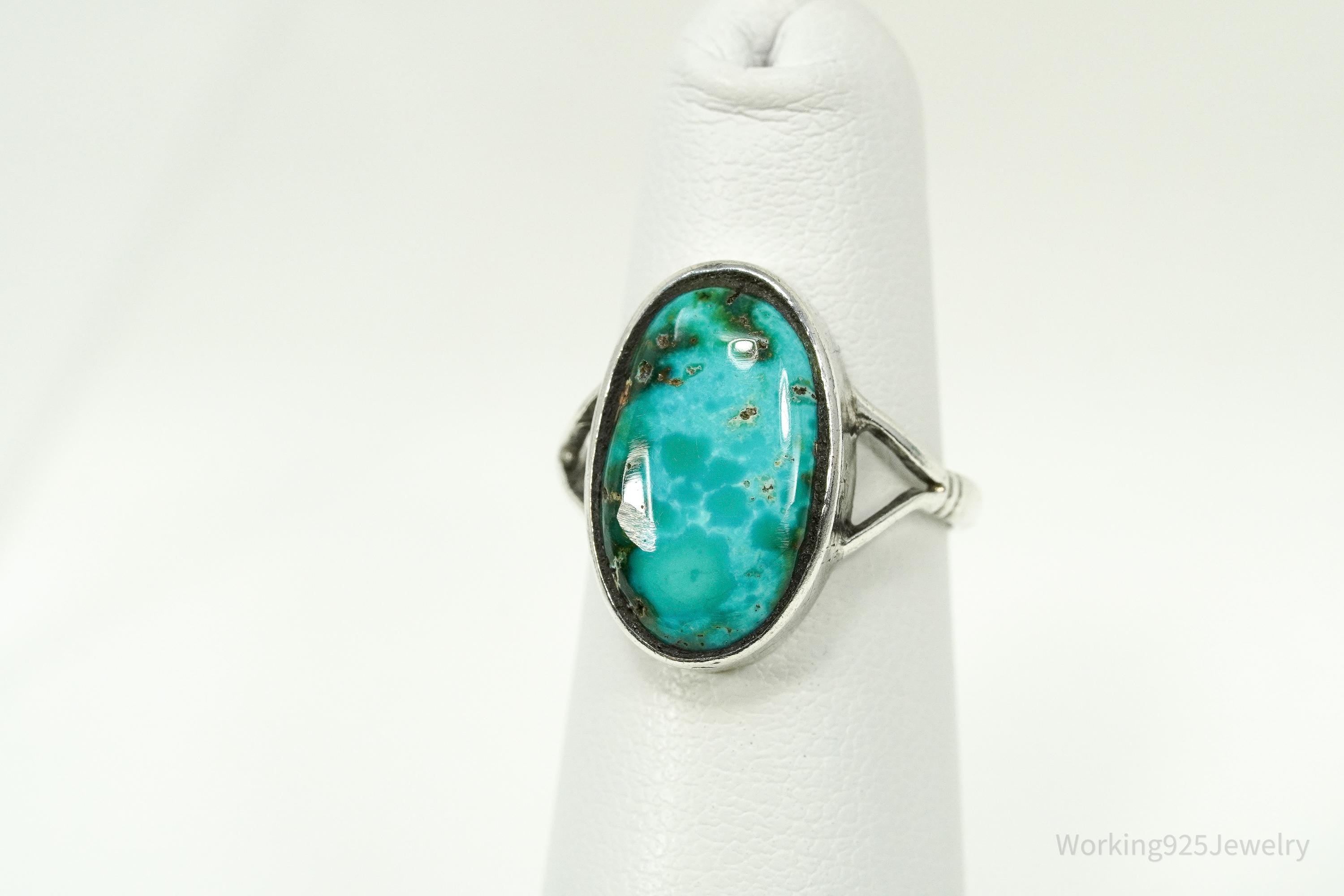 Vintage Native American Turquoise Sterling Silver Ring - Size 5.25
