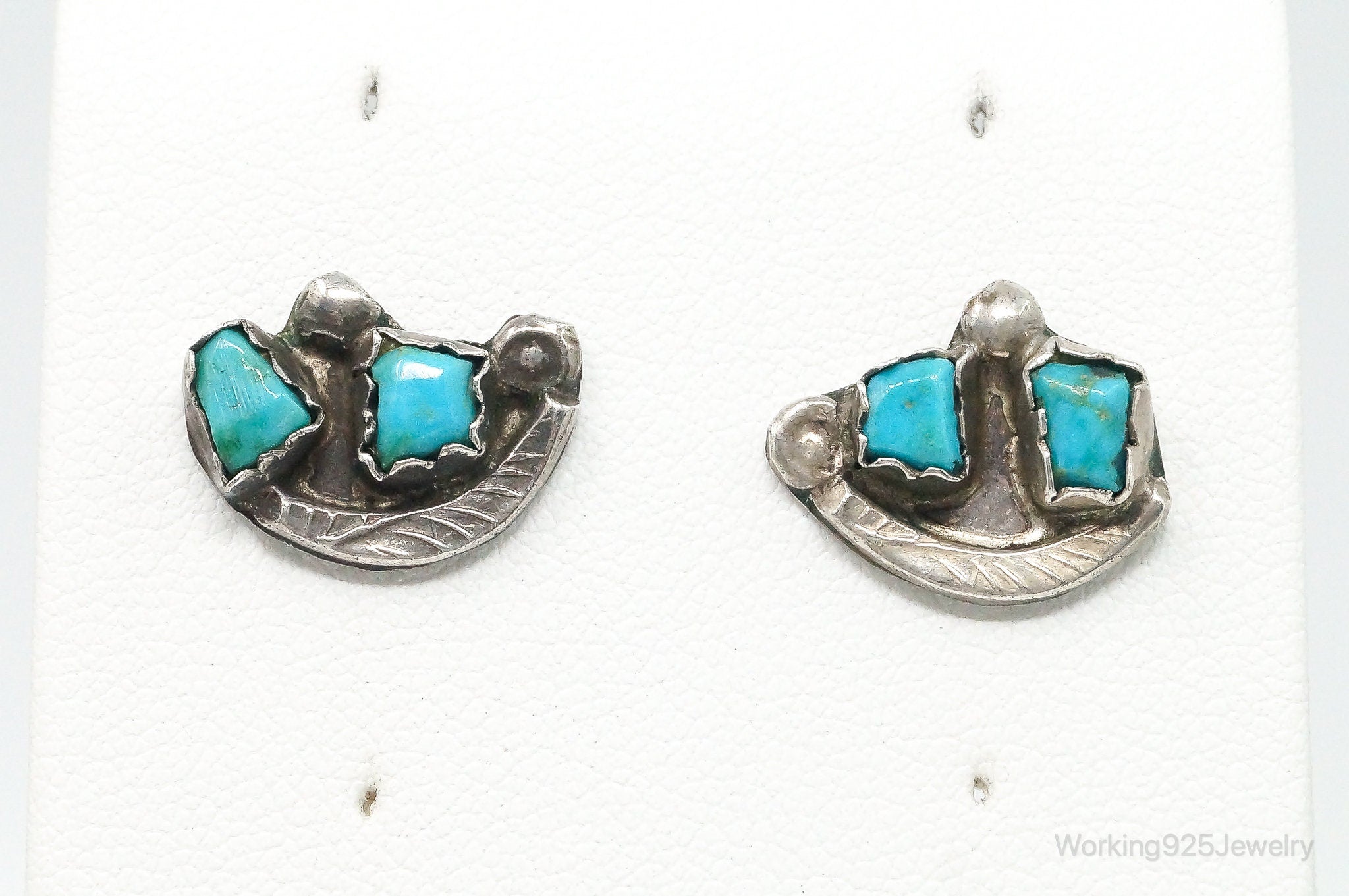 Vintage Native American Turquoise Sterling Silver Earrings