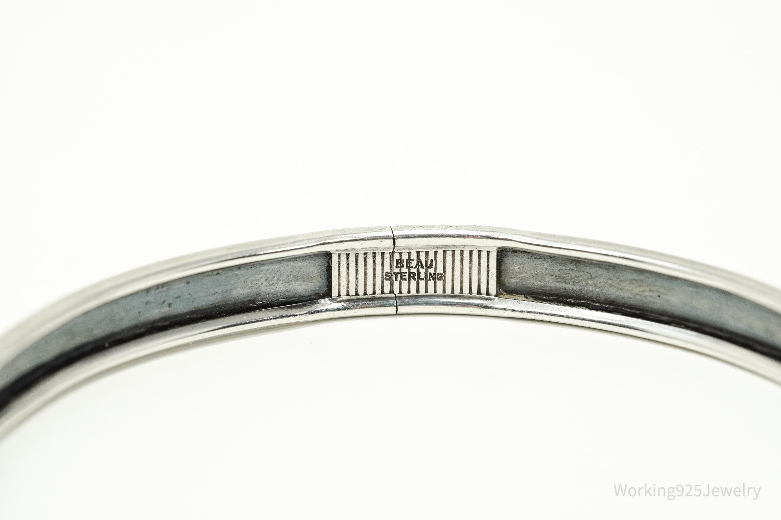 Antique Beau Art Deco Sterling Silver Bangle Bracelet 7 7/8"