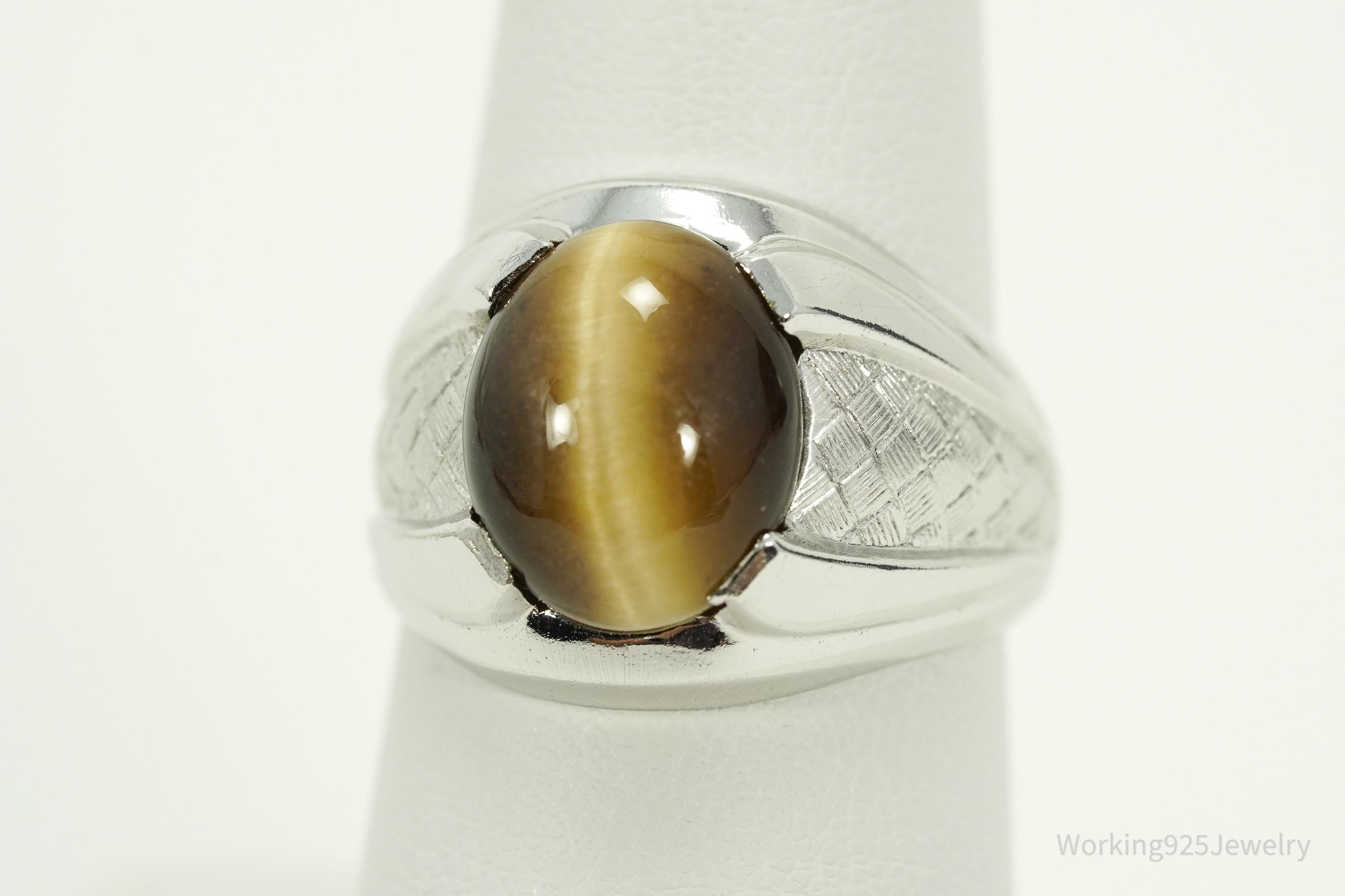 Antique Tigers Eye Sterling Silver Ring - Size 8