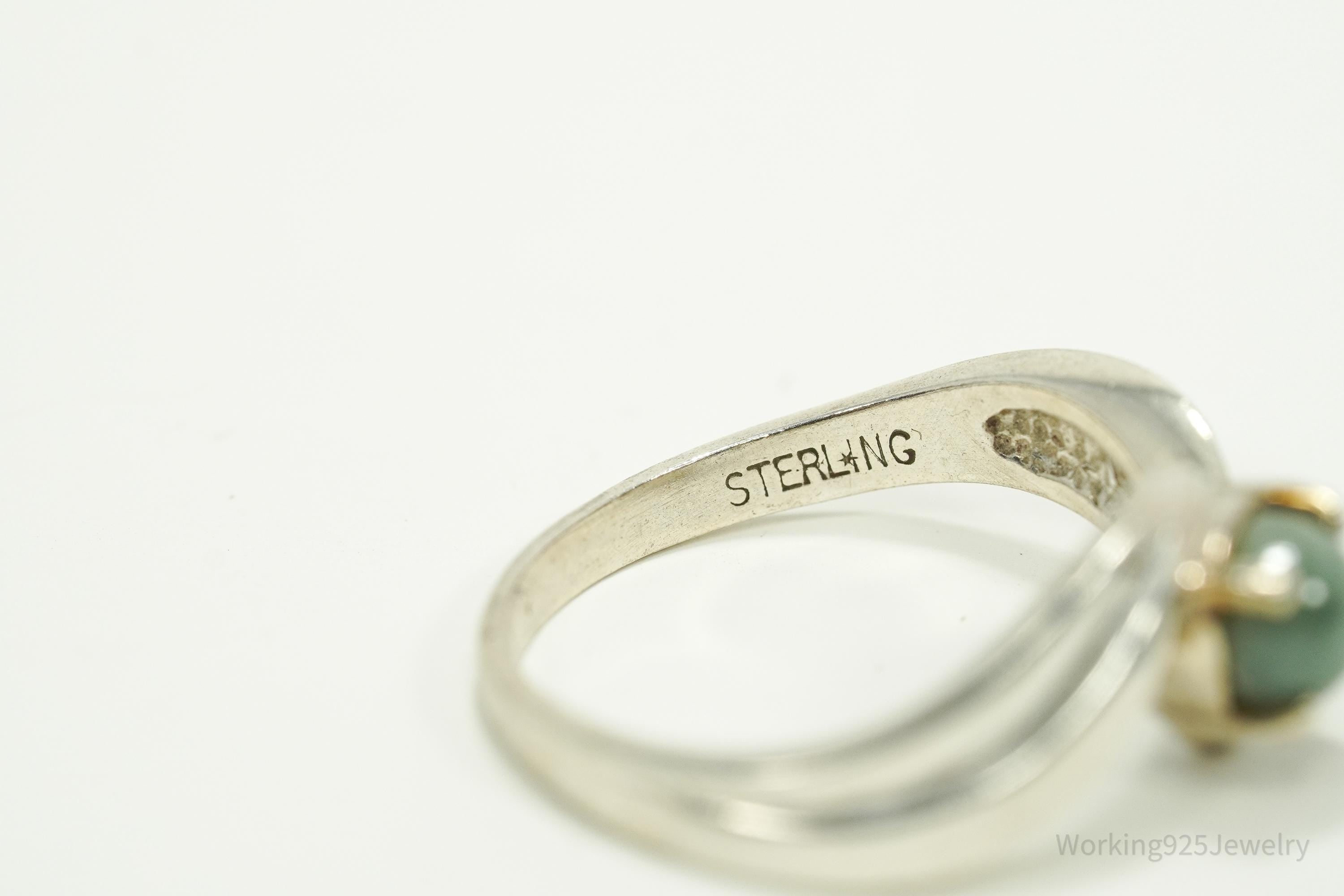 Vintage Jade Sterling Silver Ring - Size 7.25