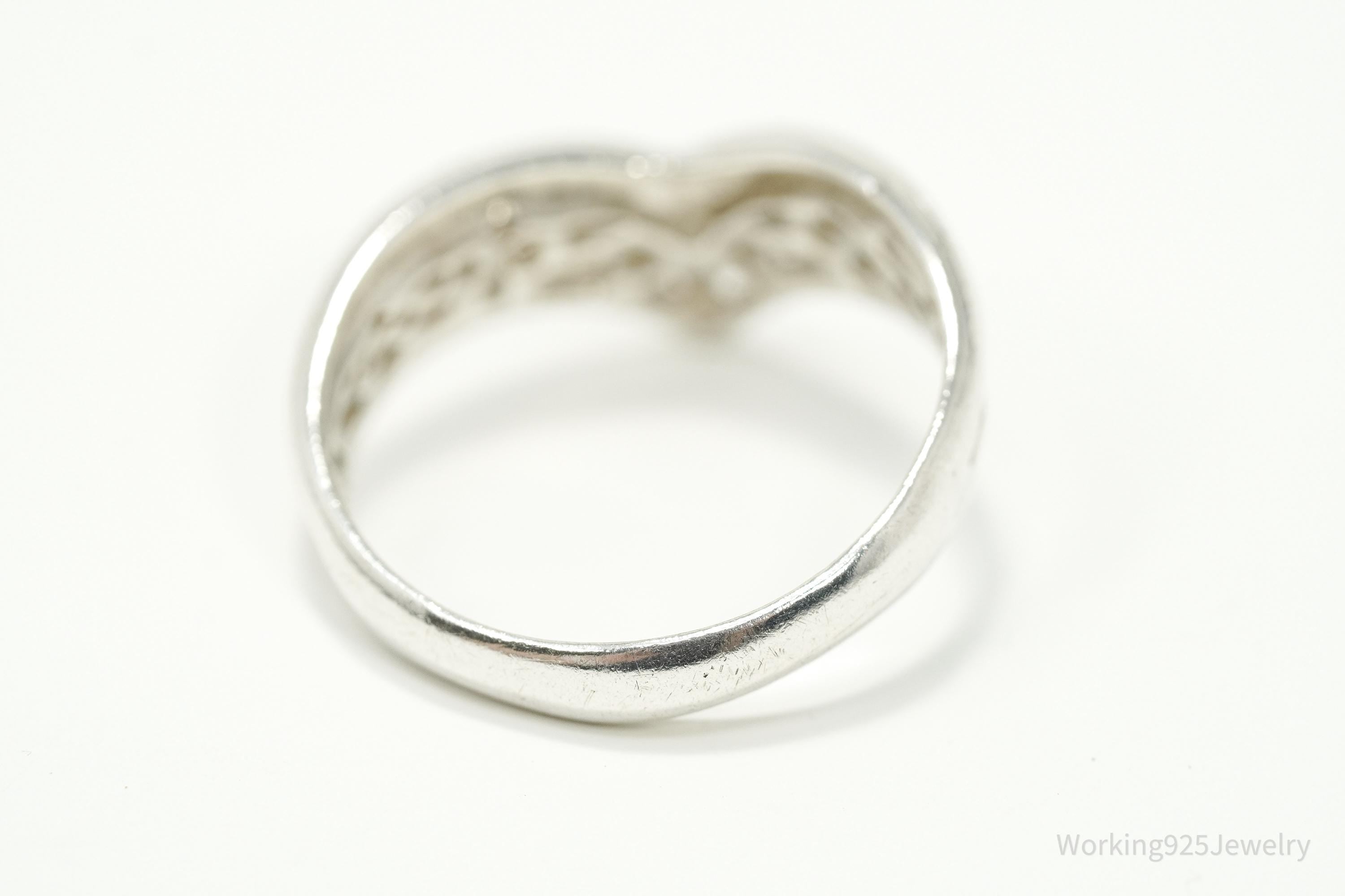 Vintage Gold Washed Scrolls Sterling Silver Ring - Size 10