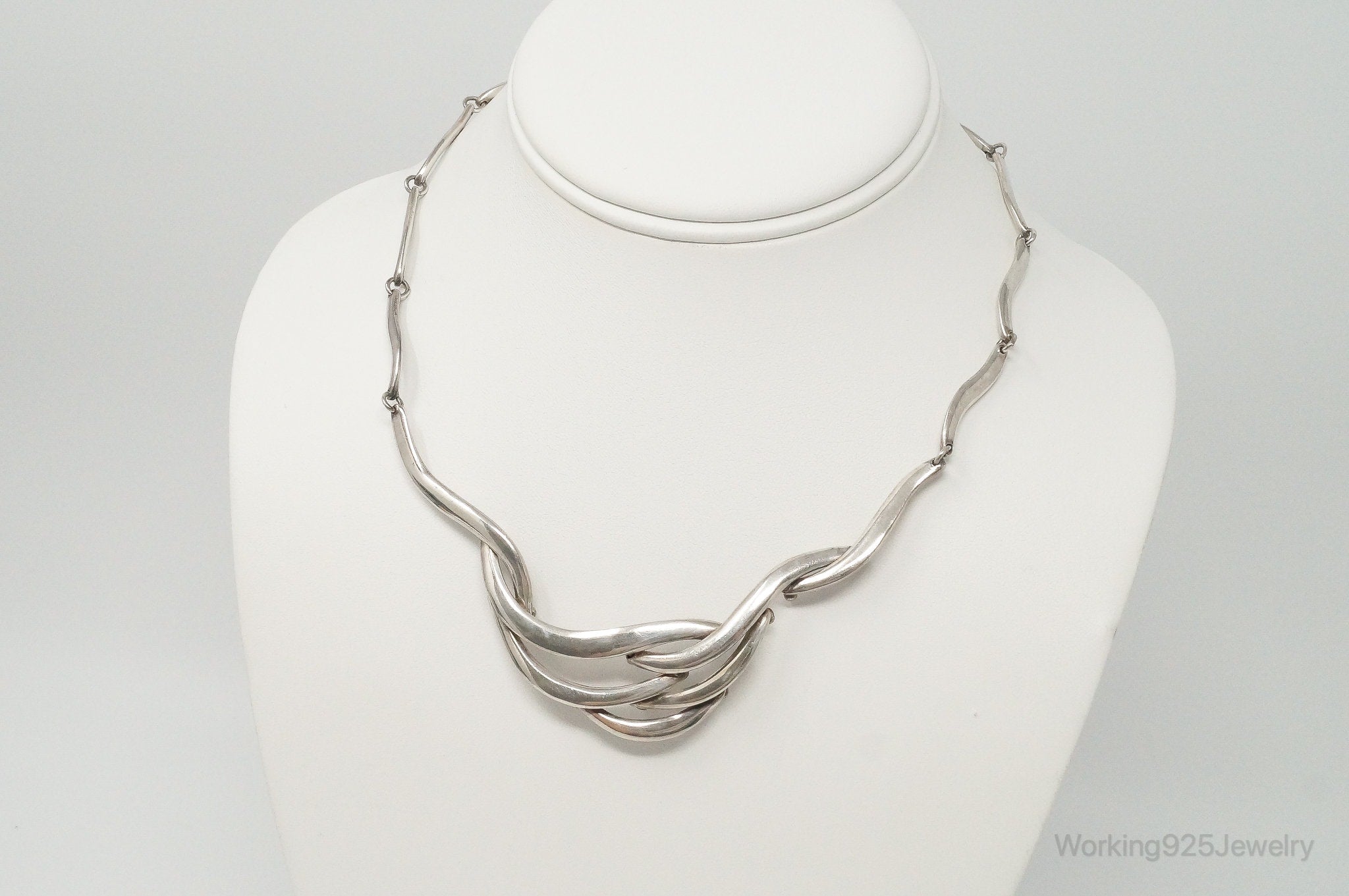 Vintage Mexico Modernist Jondell Sterling Silver Necklace