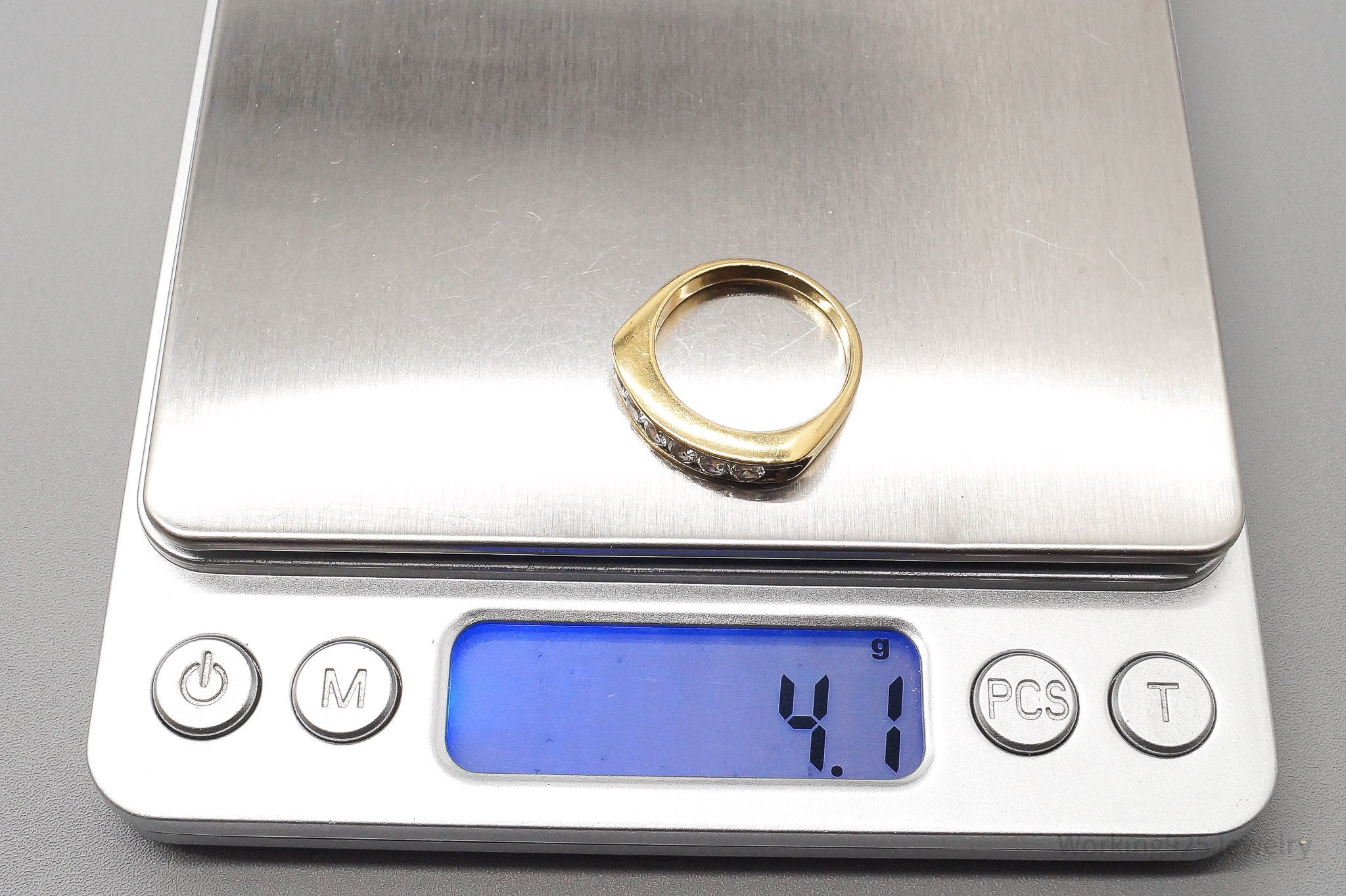 Vintage Cubic Zirconia Gold Vermeil Sterling Silver Ring - Size 7.25