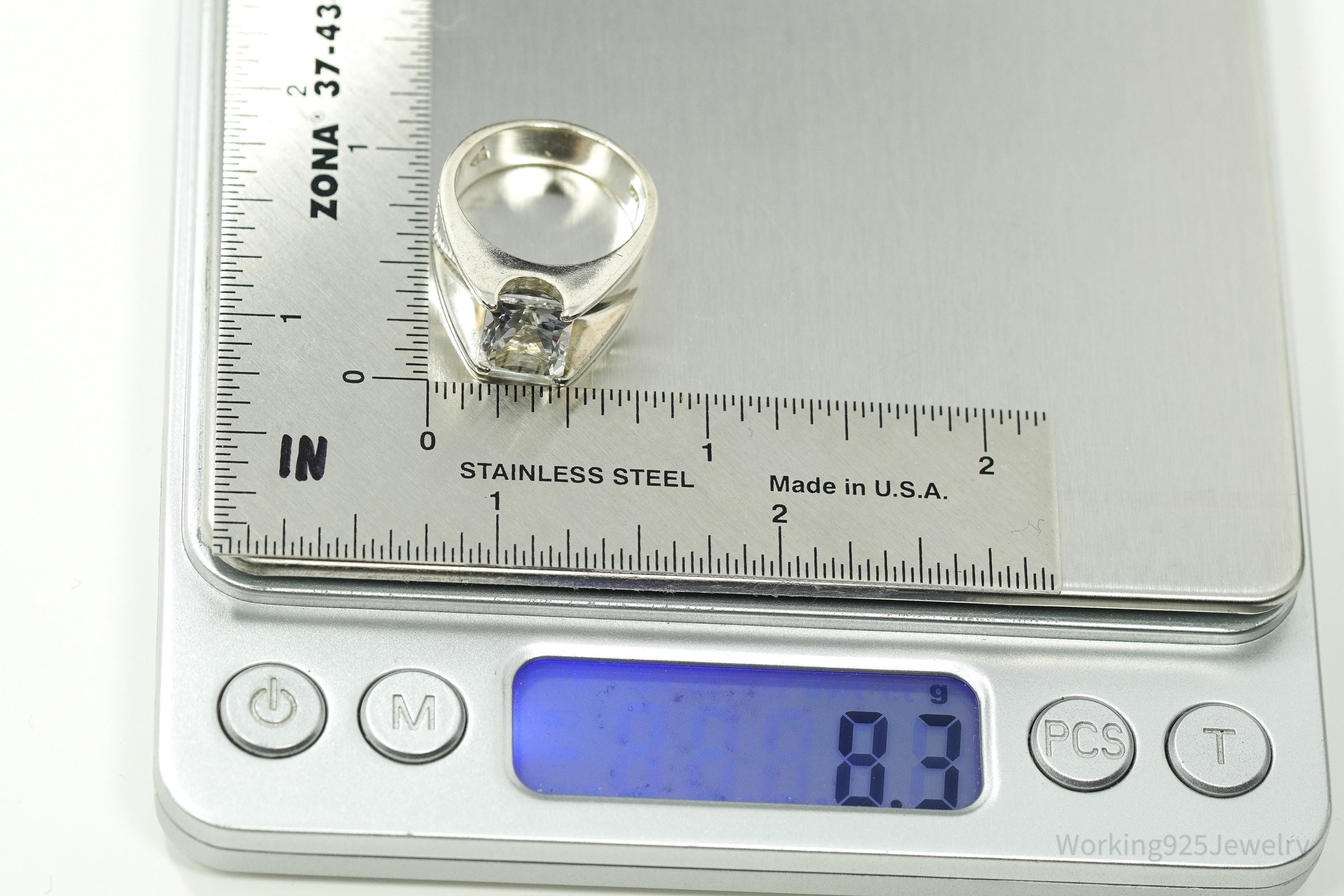 Vintage Cubic Zirconia Sterling Silver Ring - Size 7