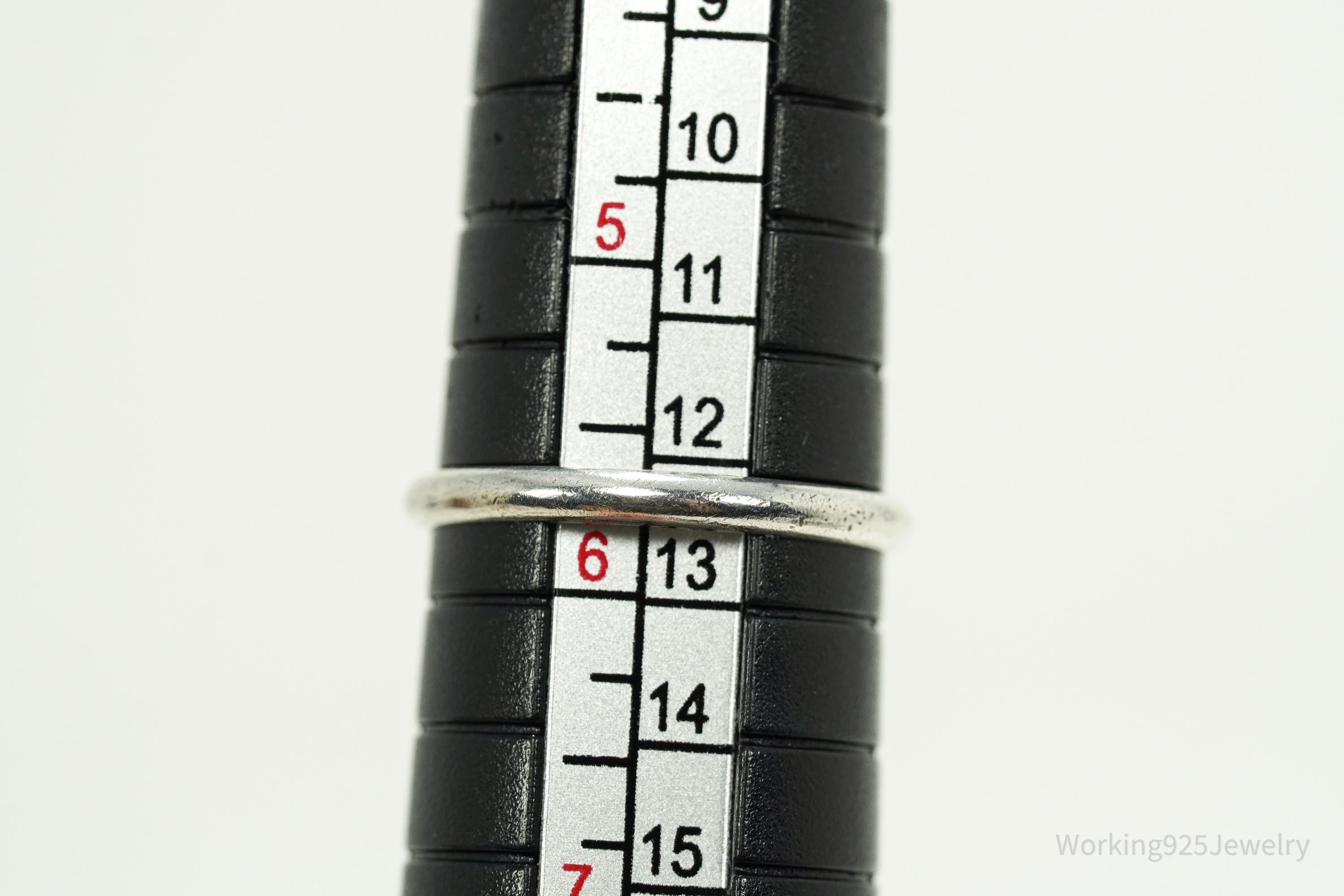 Vintage Handmade Native American Turquoise Unsigned Silver Ring - Size 5.75