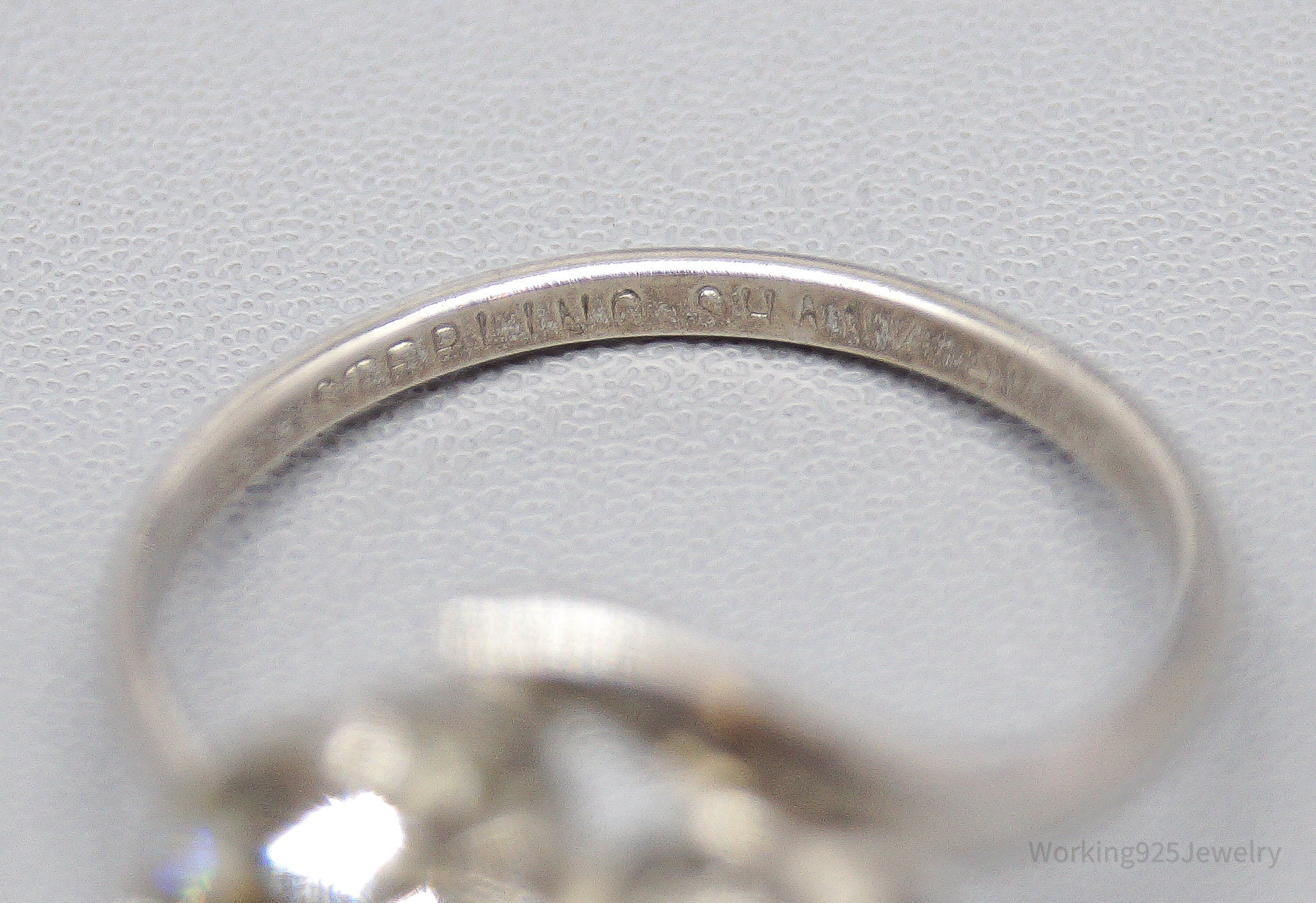 Vintage 1950s McGrath Hamin Rhinestone Hearts Sterling Silver Ring - Size 4.25