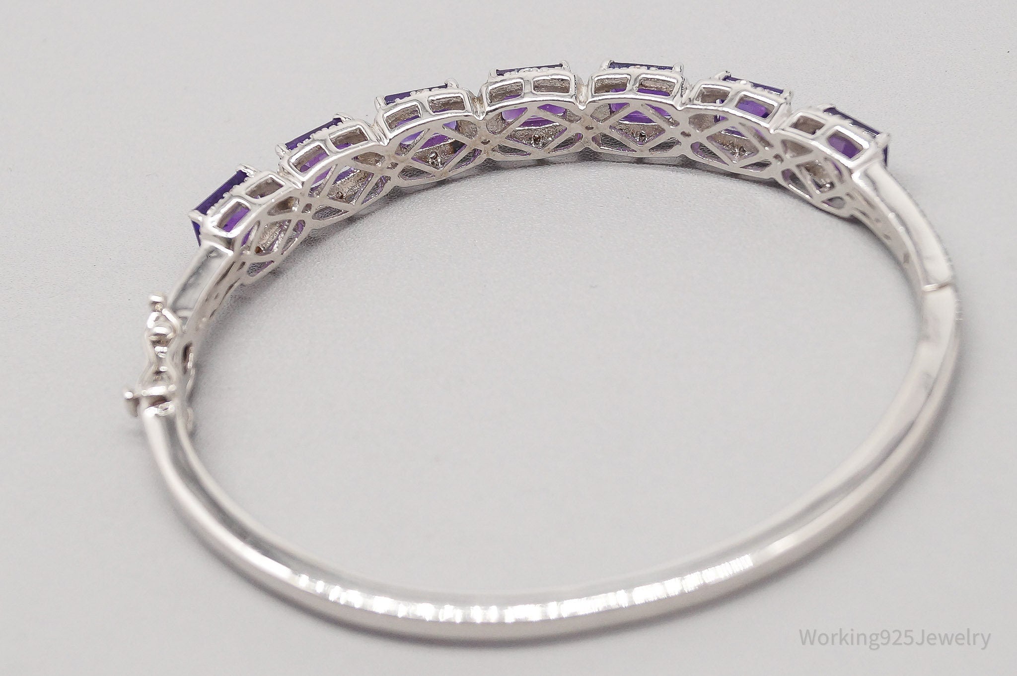 JTV TGGC Purple Amethyst & White Topaz Sterling Silver Bracelet - 6 7/8"