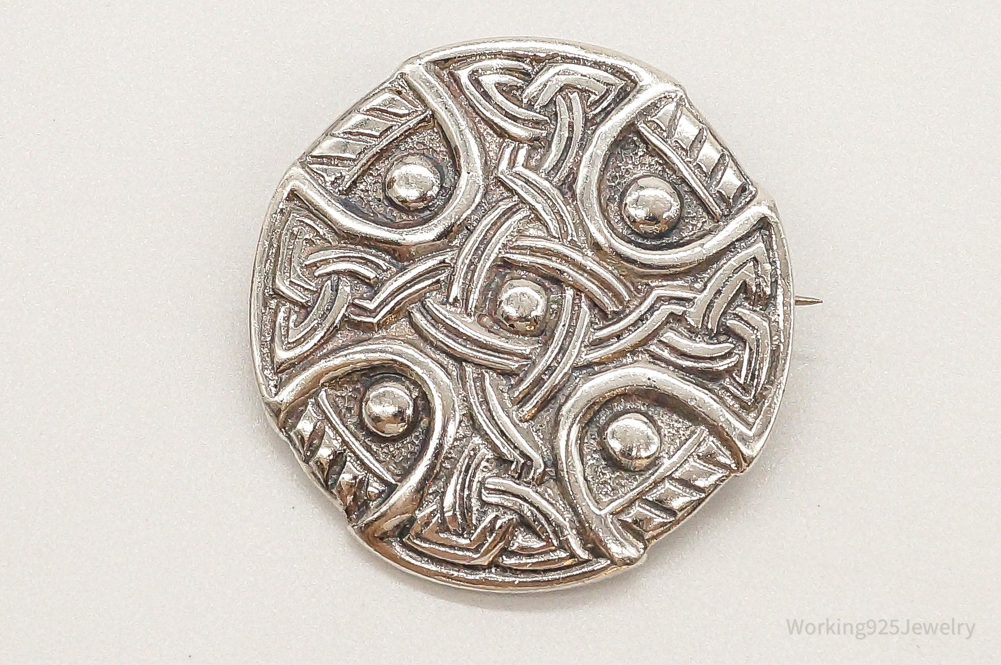 Vintage Robert Allison Scottish Knot Sterling Silver Brooch Pin