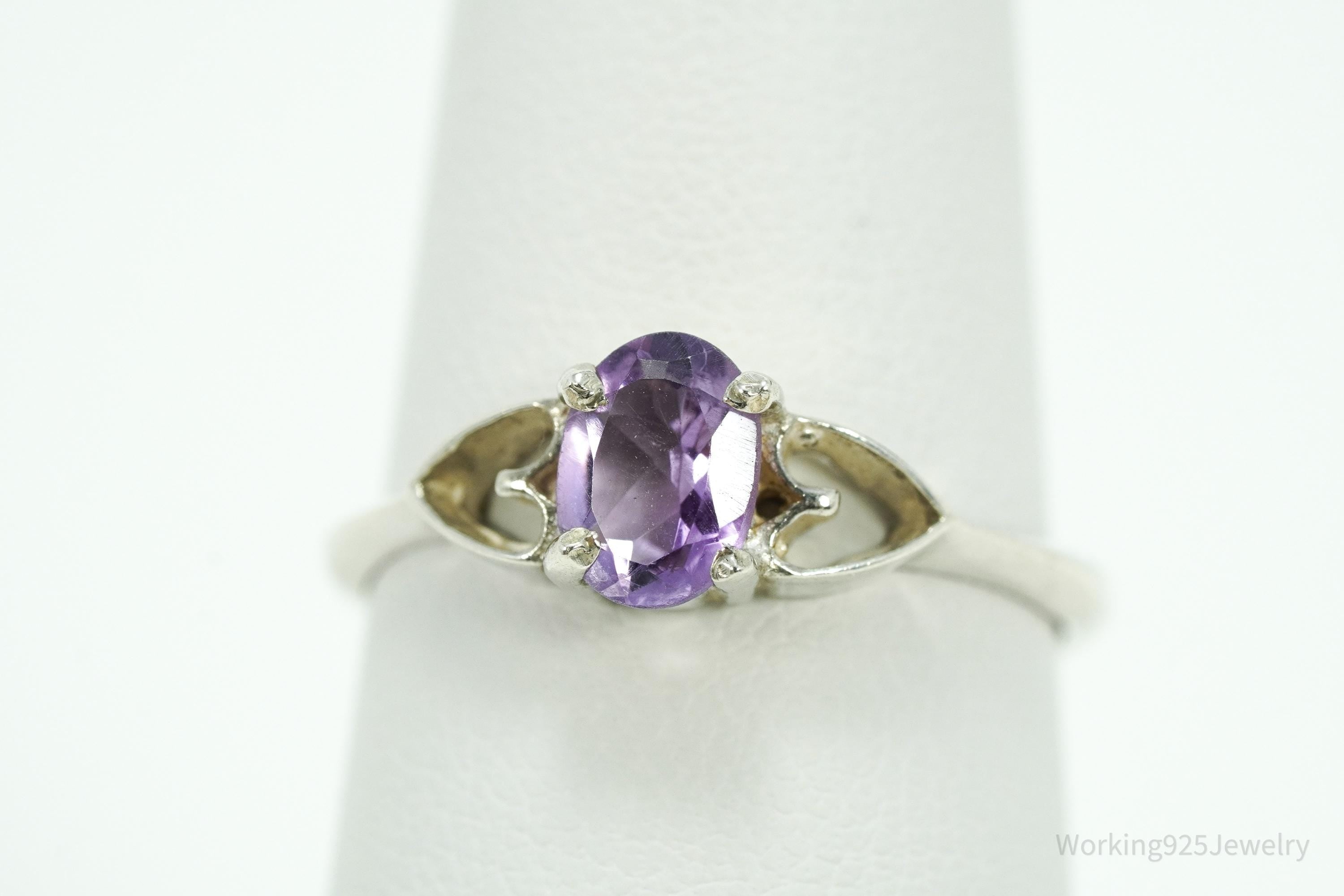 Vintage Amethyst Sterling Silver Ring - Size 8.25
