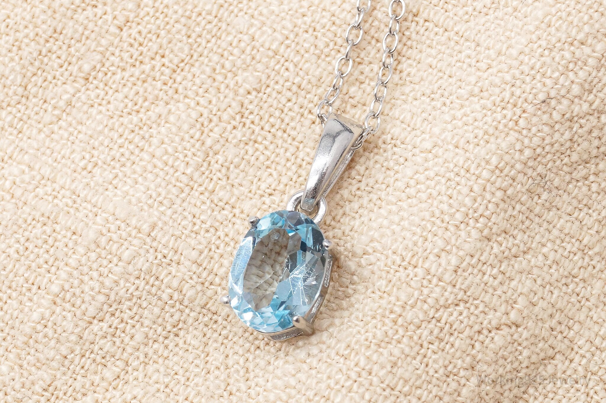 Vintage Blue Topaz Sterling Silver Necklace 18"