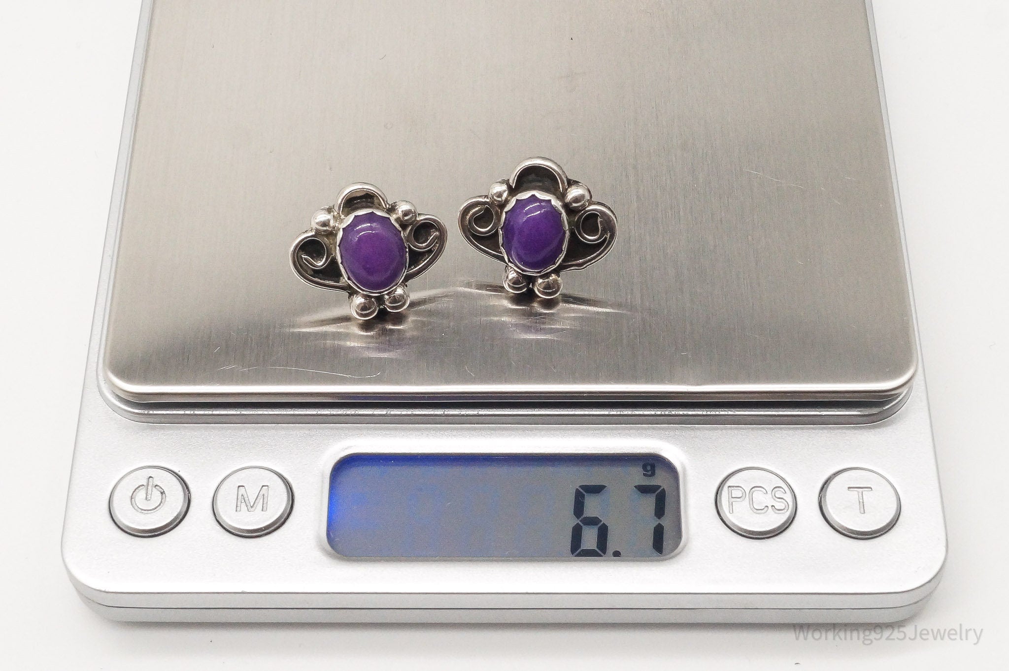 Vintage Native American Sugilite Sterling Silver Earrings