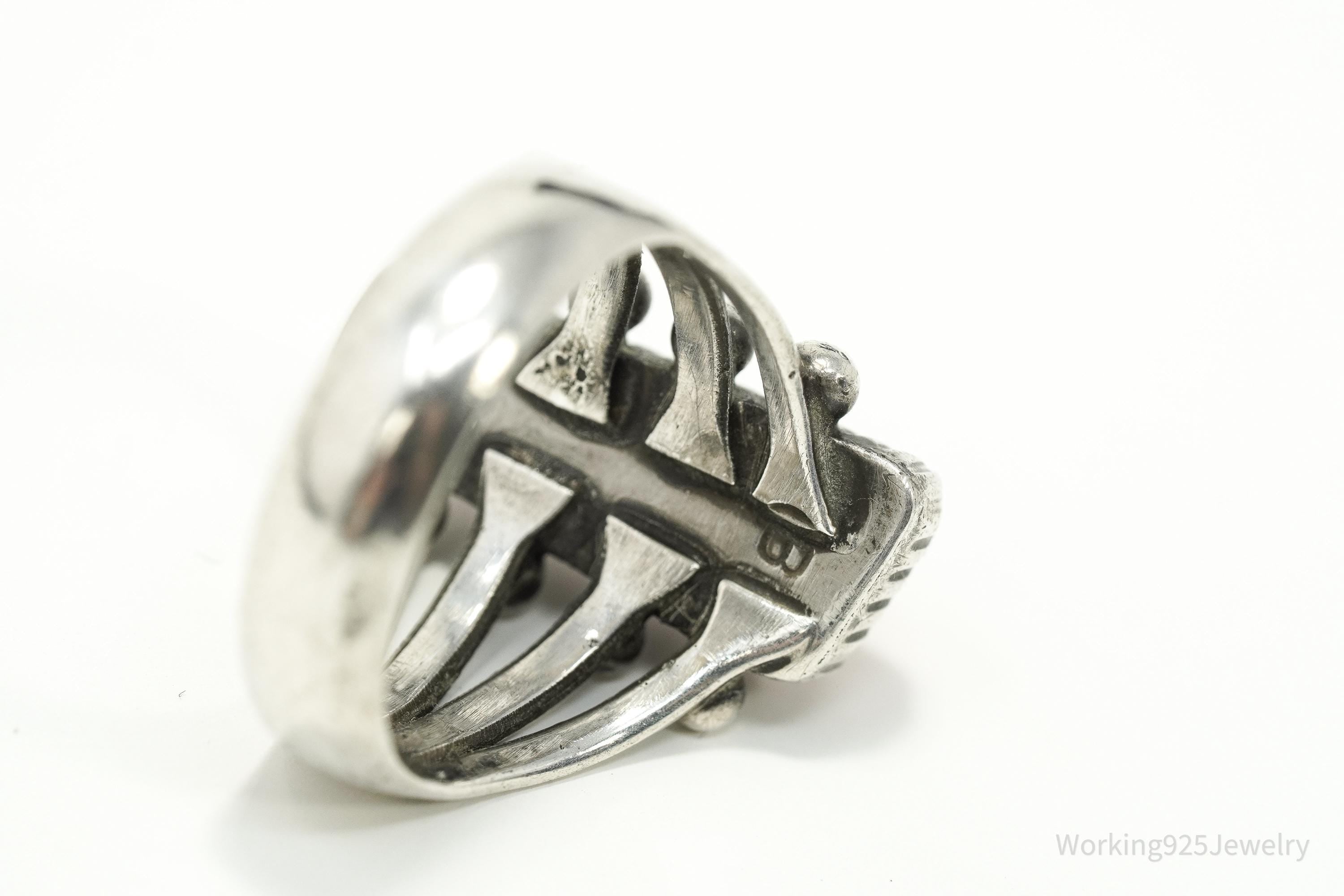 Vintage Southwestern Red Spiny Oyster Sterling Silver Ring – Size 8.5