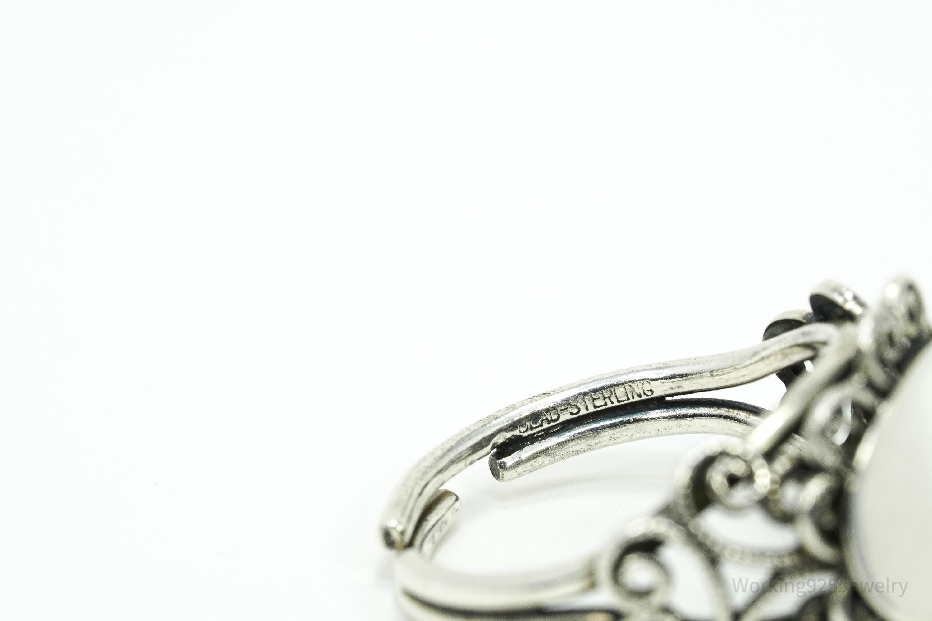 Vintage Designer Beau Filigree Sterling Silver Ring - Adjustable Size 6.25