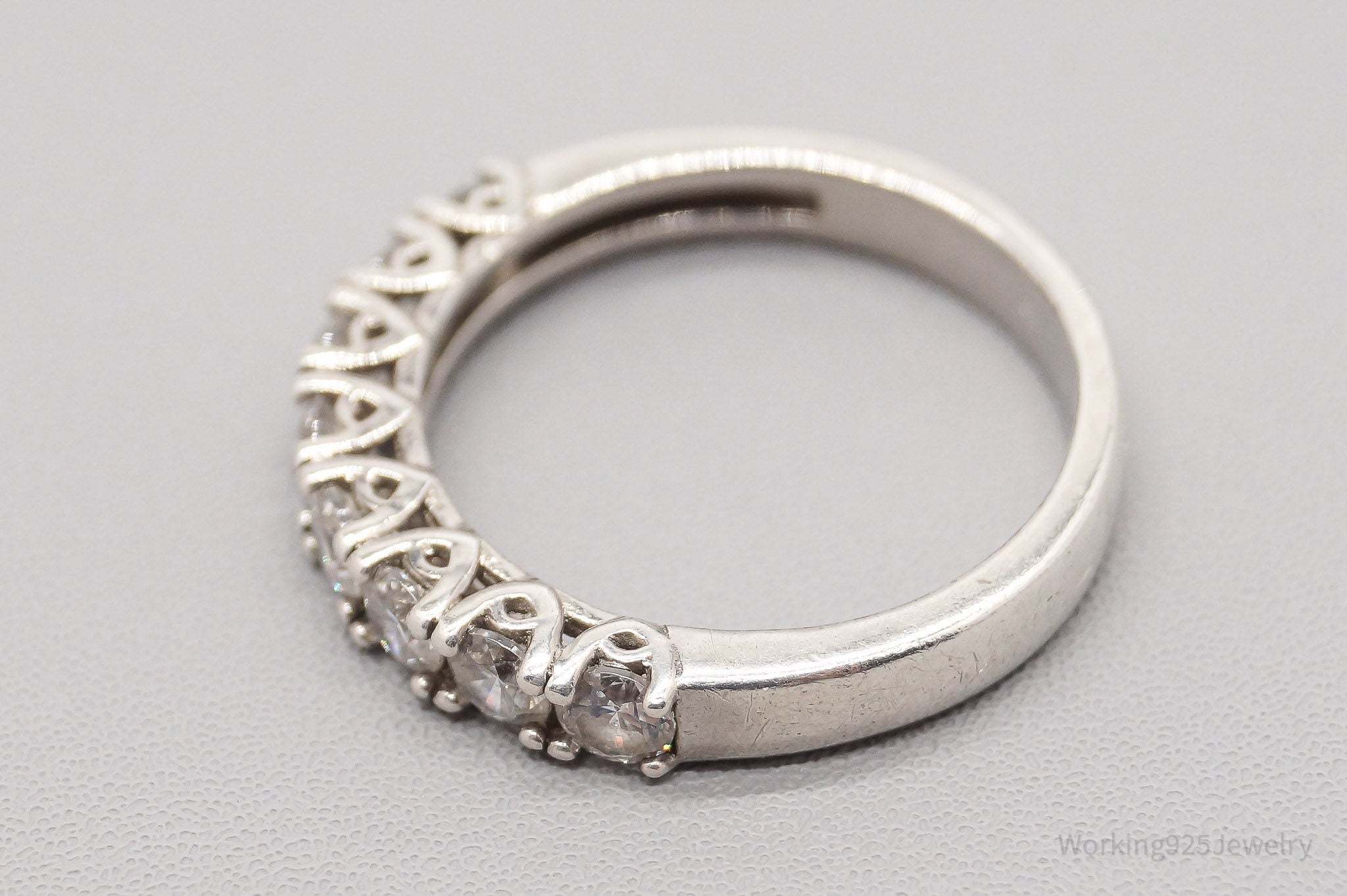 Vintage Cubic Zirconia Sterling Silver Ring - Size 6