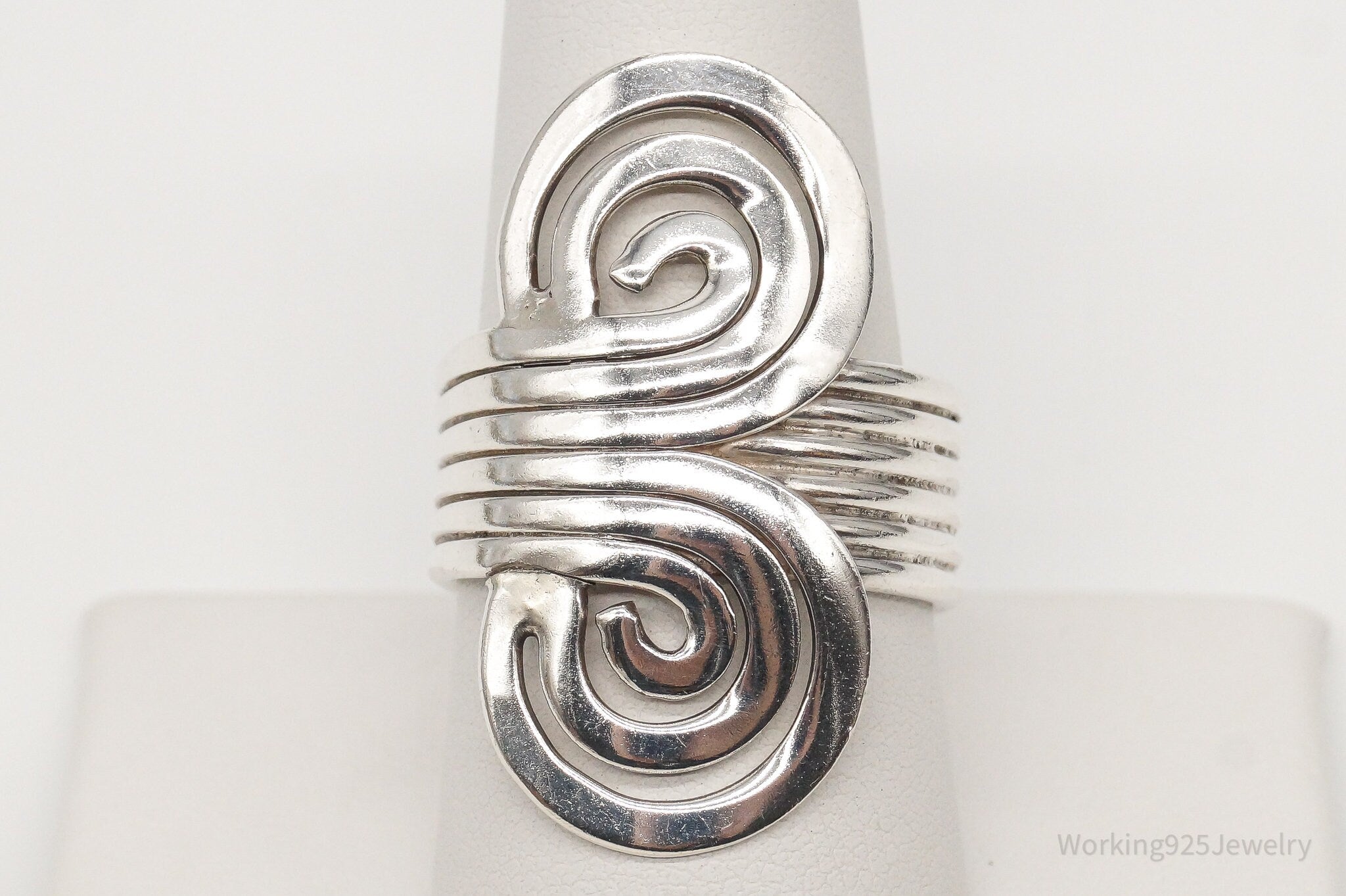 Vintage Mexico Designer ATI Sterling Silver Ring - Size 9 Adjustable