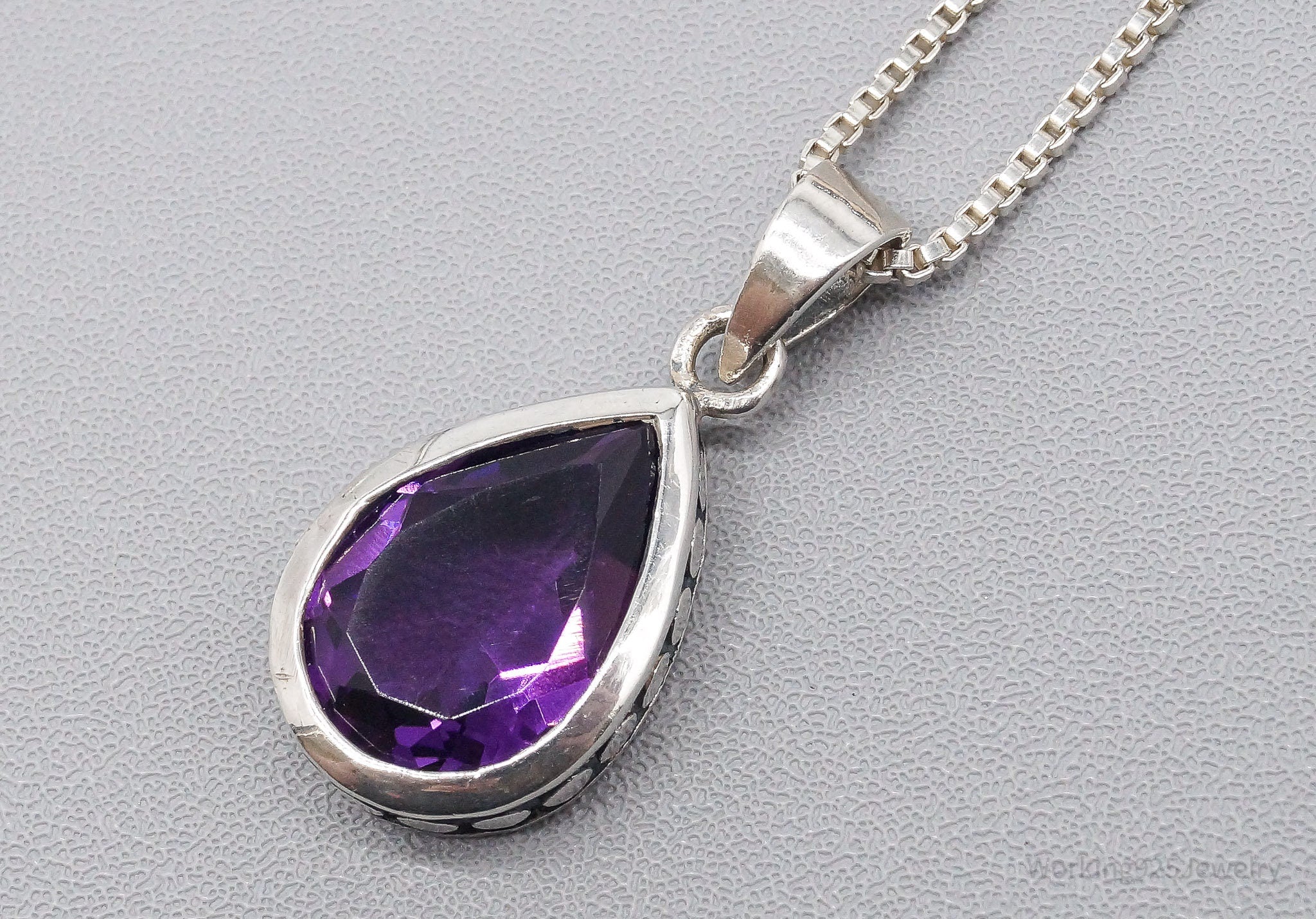 Vintage Purple Amethyst Sterling Silver Necklace - 20"