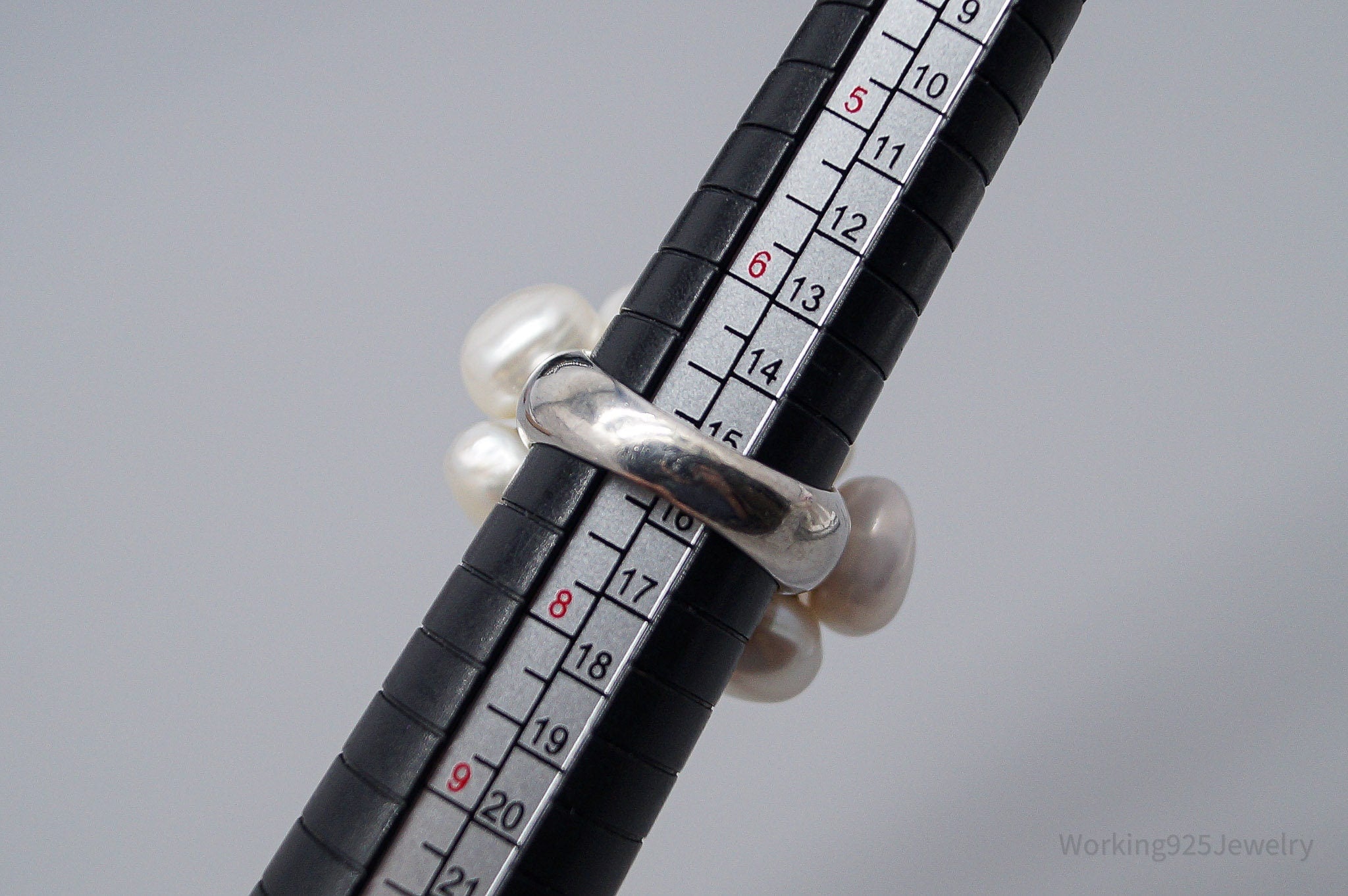 Vintage Pearl Cluster Sterling Silver Ring - Size 7