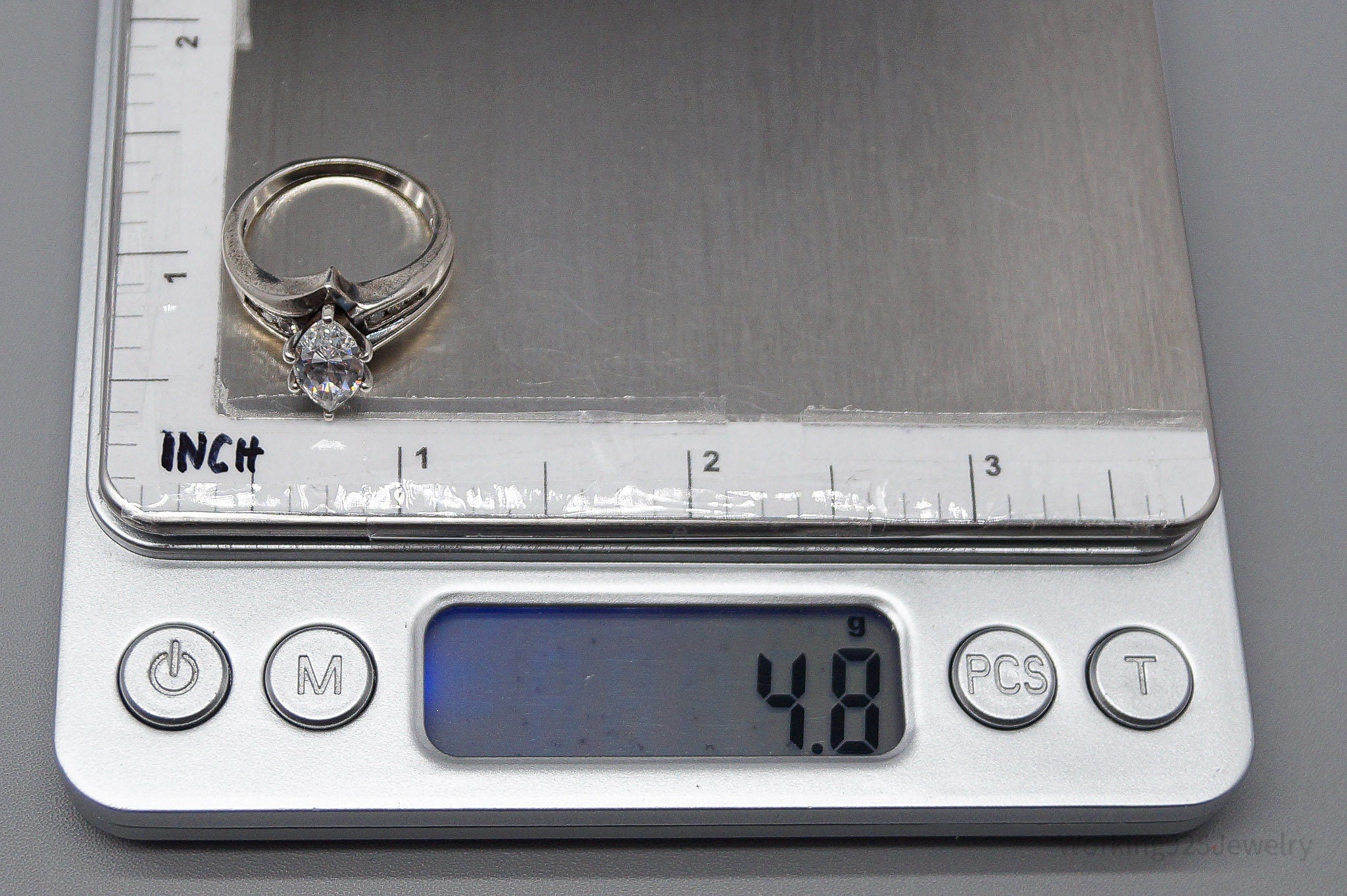 Vintage White Diamonique Cubic Zirconia Sterling Silver Ring Size 6.25