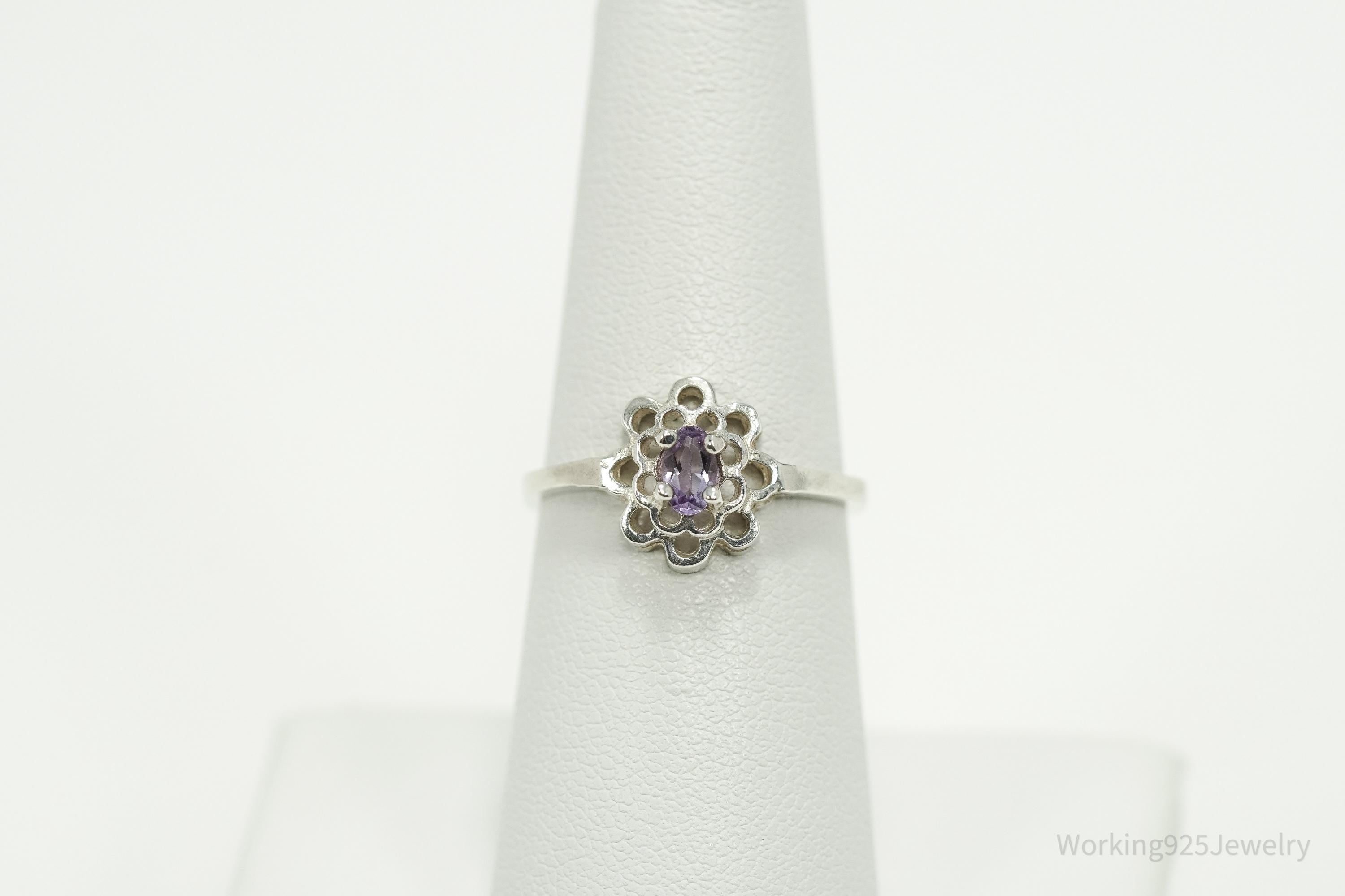 Vintage Amethyst Sterling Silver Ring - Size 6.75