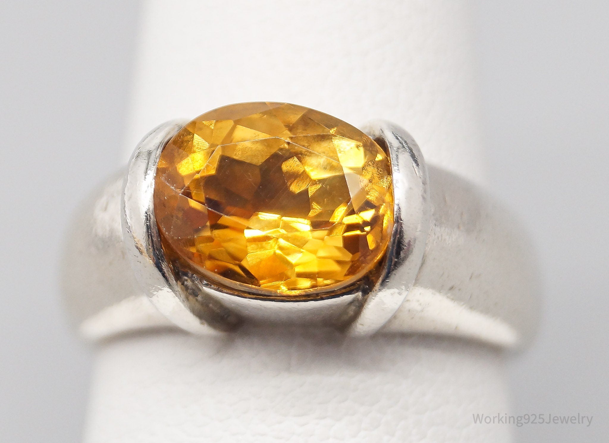 Vintage Native Designer Carolyn Pollack Citrine Sterling Silver Ring - Size 7