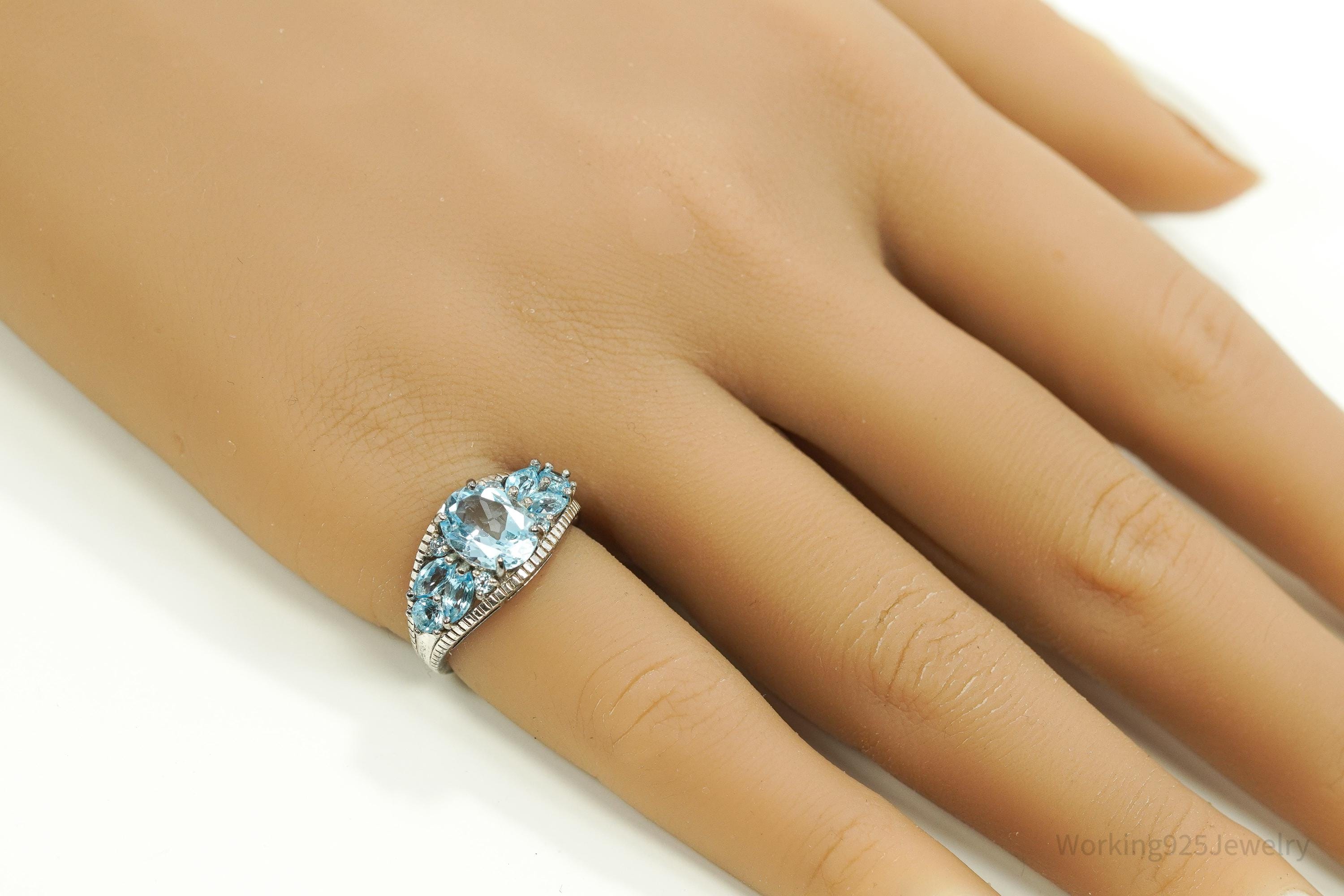 Vintage Blue Topaz Sterling Silver Ring - Size 5