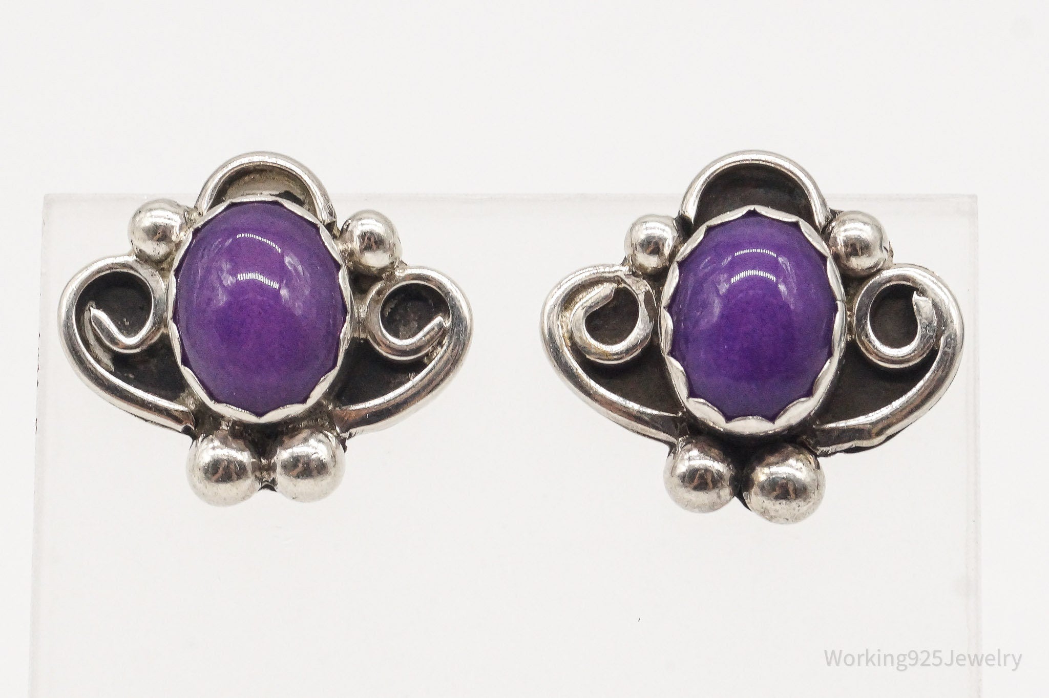 Vintage Native American Sugilite Sterling Silver Earrings