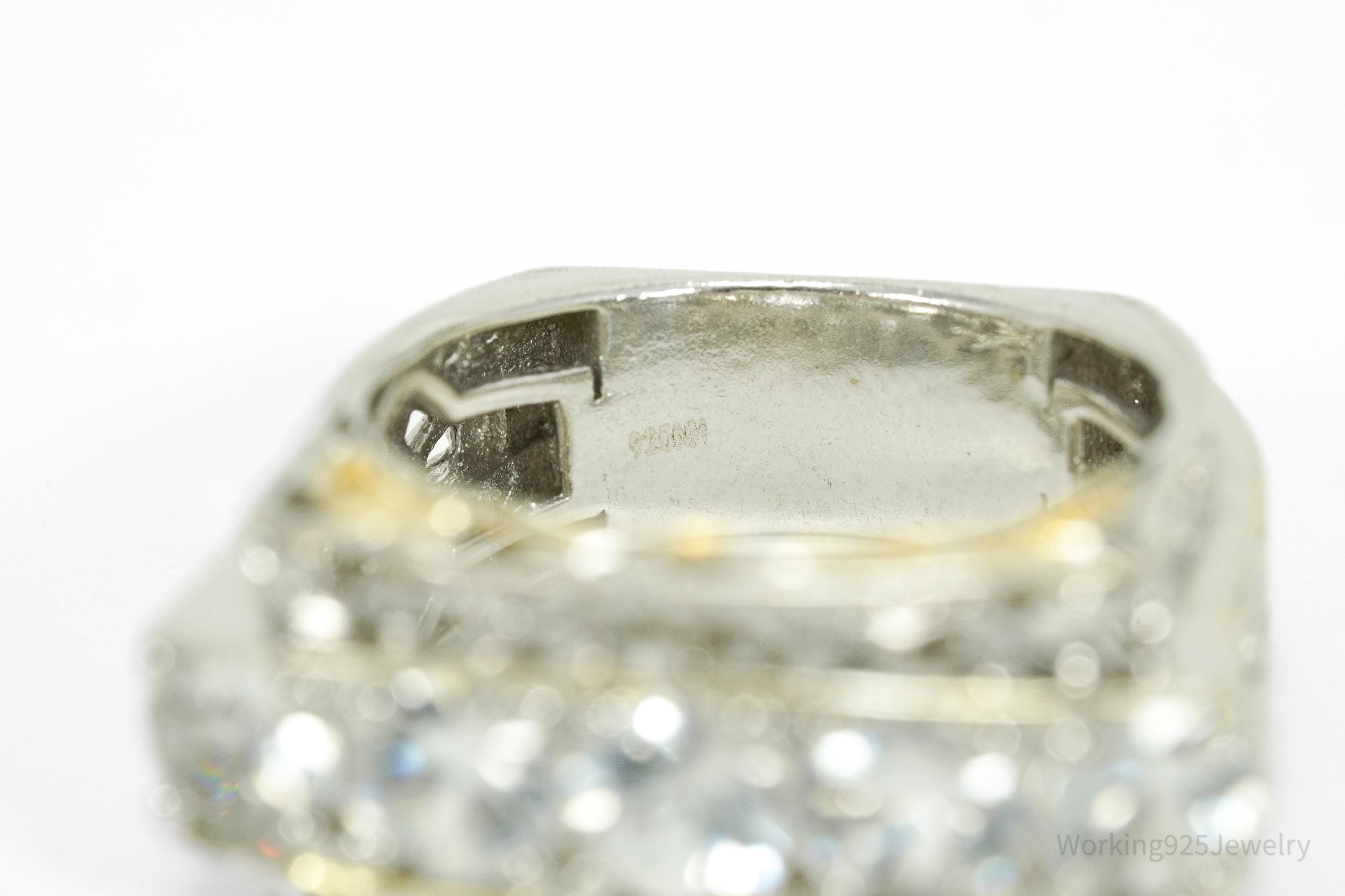 Michael Valitutti White Topaz Gold Vermeil Palladium Sterling Silver Ring Size 7.5